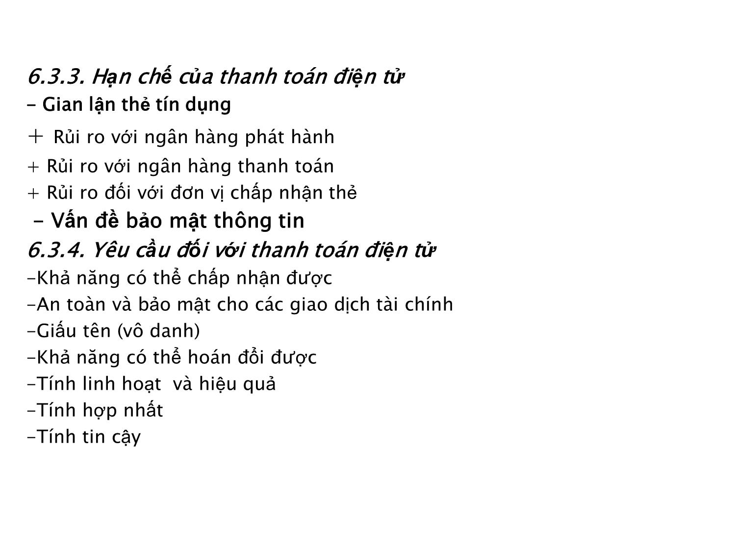 Bài giảng Thương mại điện tử căn bản - Chương 6: Thanh toán điện tử - Nguyễn Anh Tuấn trang 6