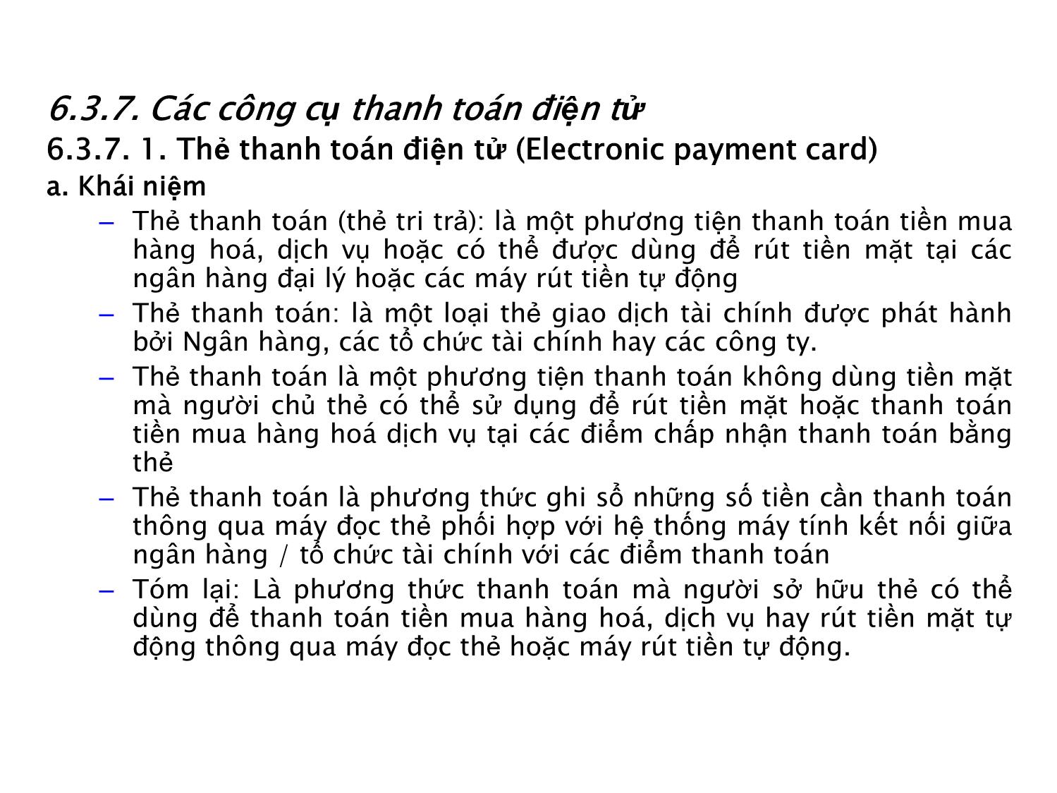 Bài giảng Thương mại điện tử căn bản - Chương 6: Thanh toán điện tử - Nguyễn Anh Tuấn trang 9