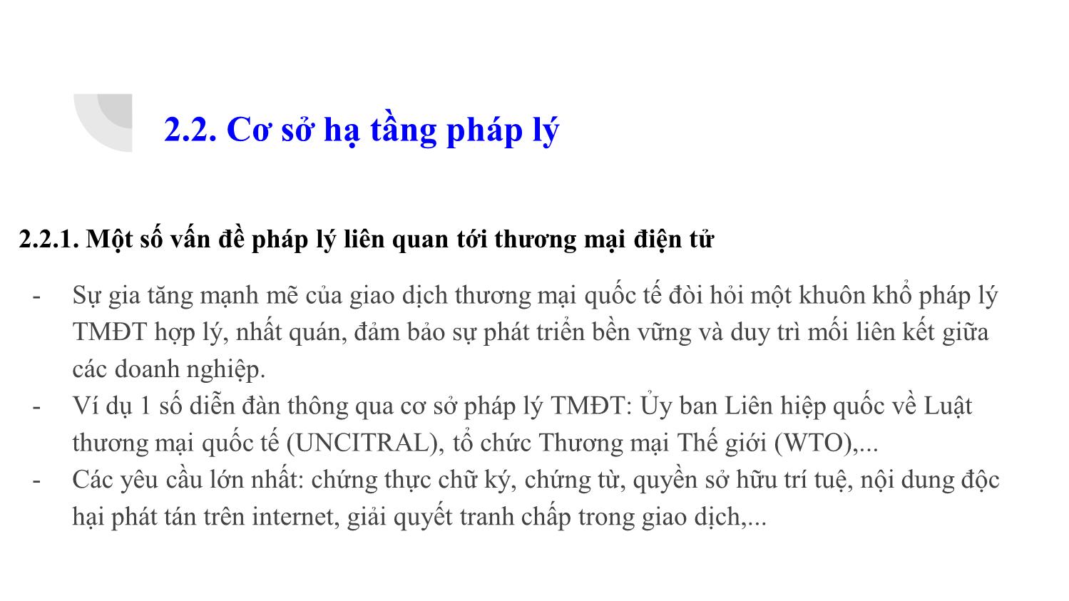 Bài giảng Thương mại điện tử - Chương 2: Cơ sở hạ tầng kinh tế , xã hội, pháp lý, hạ tầng mạng, công nghệ của thương mại điện tử - Đàm Thị Thuỷ trang 6