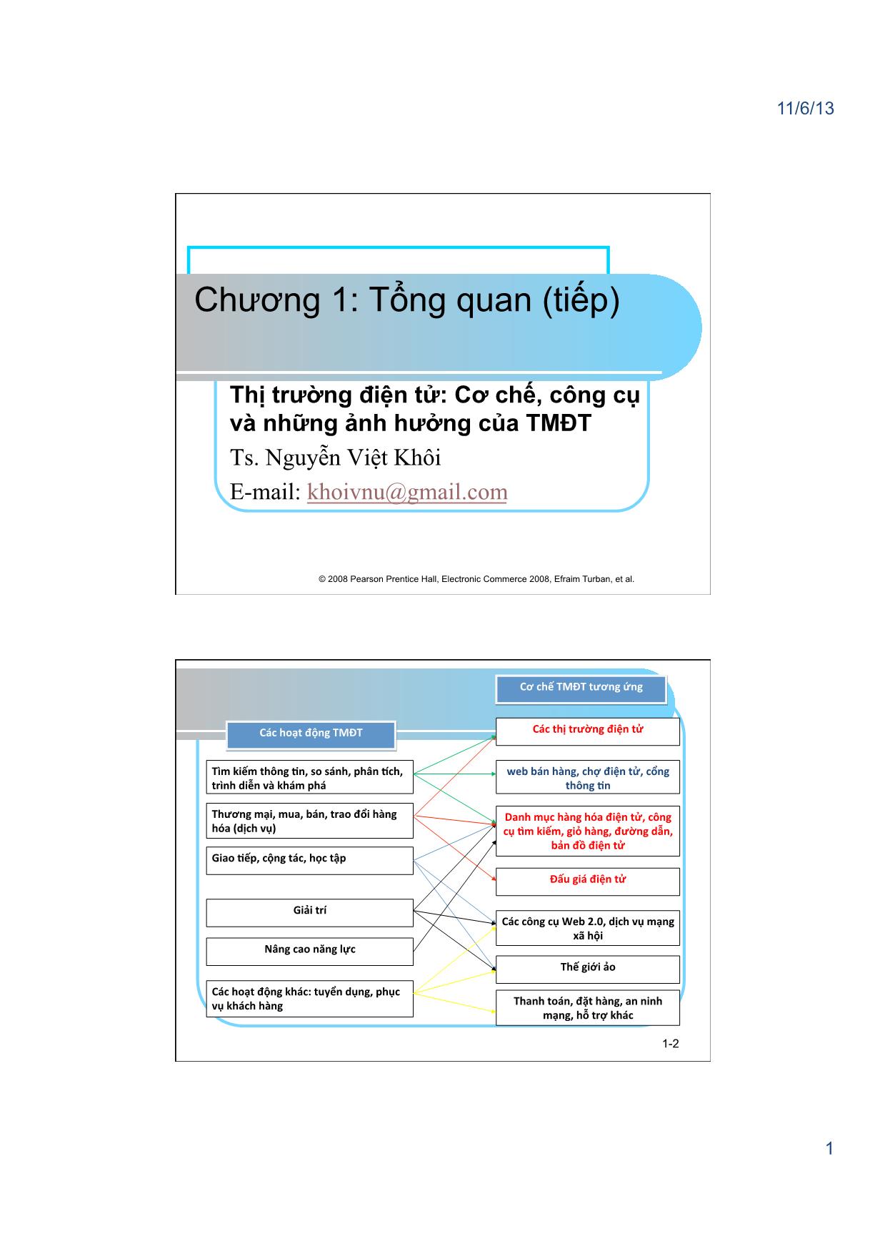 Giáo trình Thương mại điện tử - Chương 1, Phần 2: Tổng quan về thương mại điện tử - Nguyễn Việt Khôi trang 1