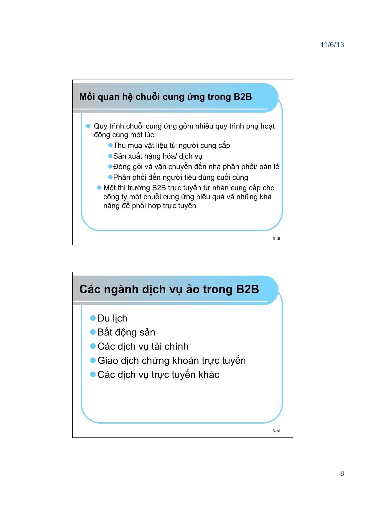 Giáo trình Thương mại điện tử - Chương 2: Các mô hình thương mại điện tử. Mô hình B2B, mua và bán trong các thị trường điện tử tư nhân - Nguyễn Việt Khôi trang 8