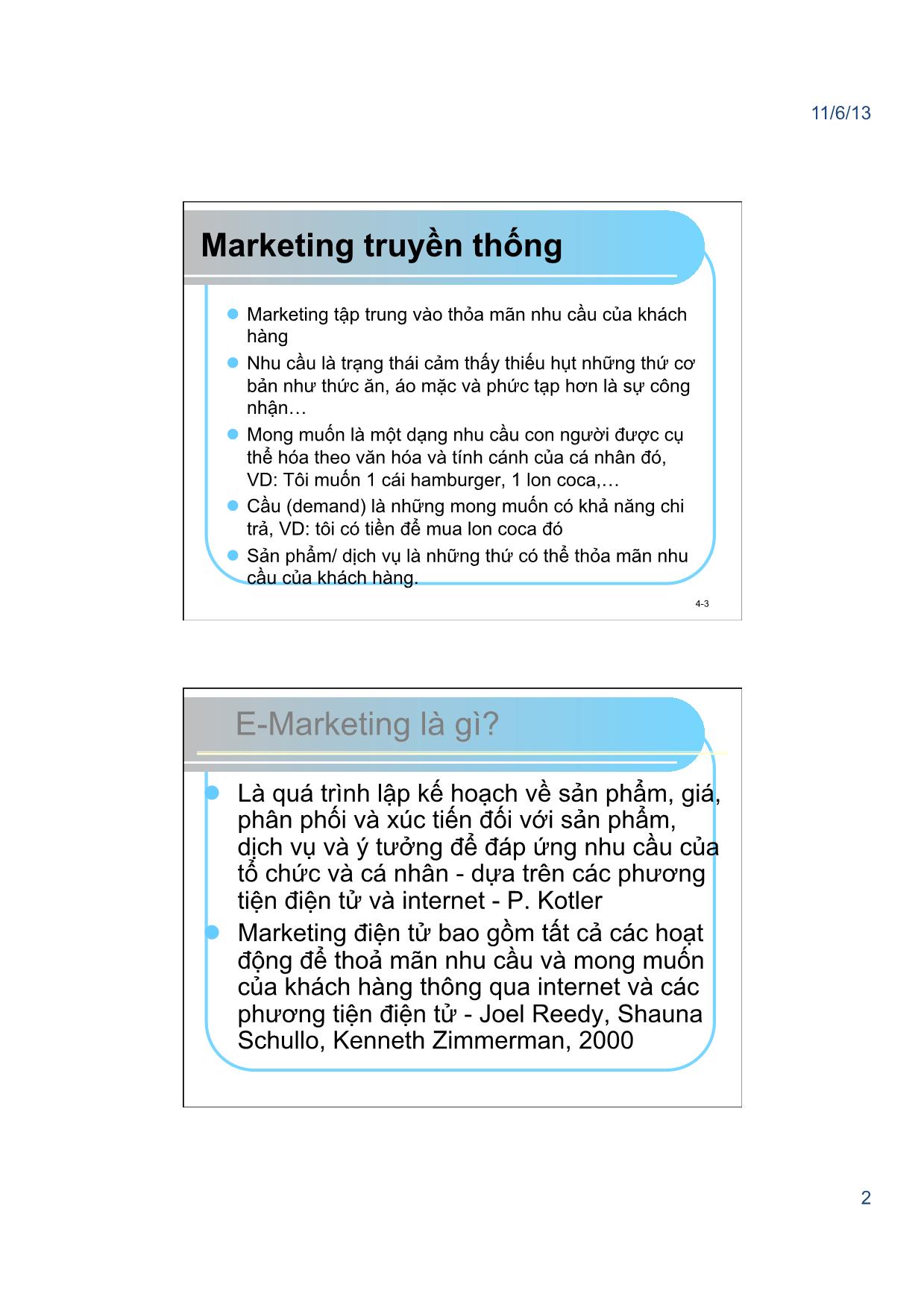 Giáo trình Thương mại điện tử - Chương 4: E-marketing. Hành vi khách hàng, nghiên cứu thị trường và quảng cáo - Nguyễn Việt Khôi trang 2