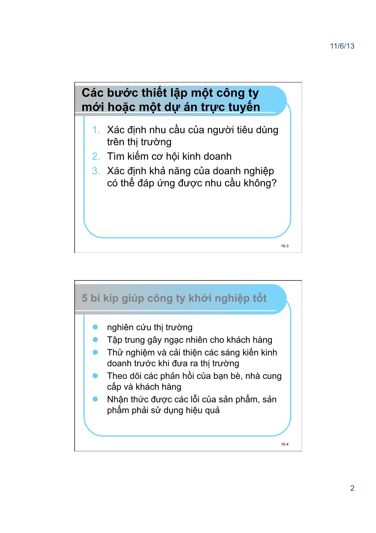 Giáo trình Thương mại điện tử - Chương 6: Khởi động thành công một doanh nghiệp trực tuyến và các dự án thương mại điện tử - Nguyễn Việt Khôi trang 2