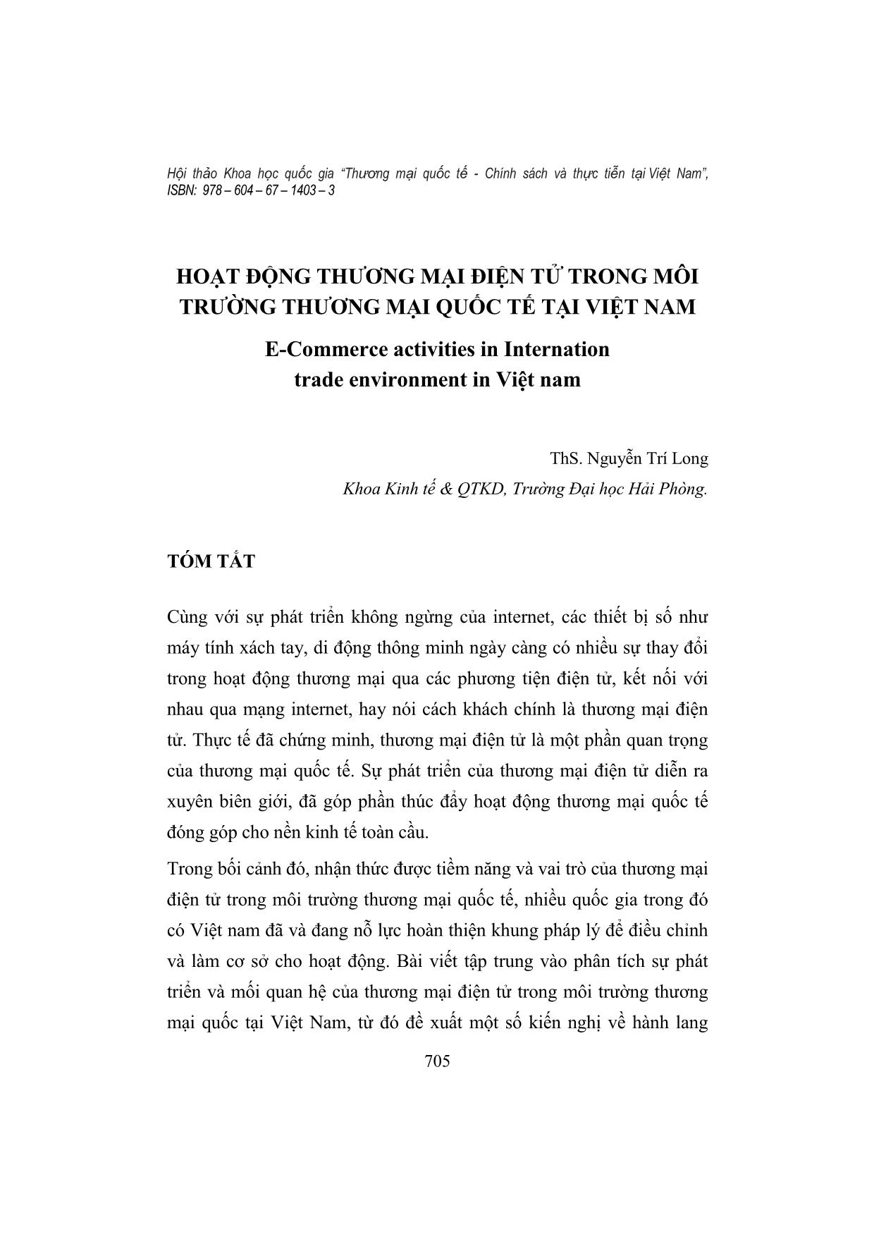 Hoạt động thương mại điện tử trong môi trường thương mại quốc tế tại Việt Nam trang 1