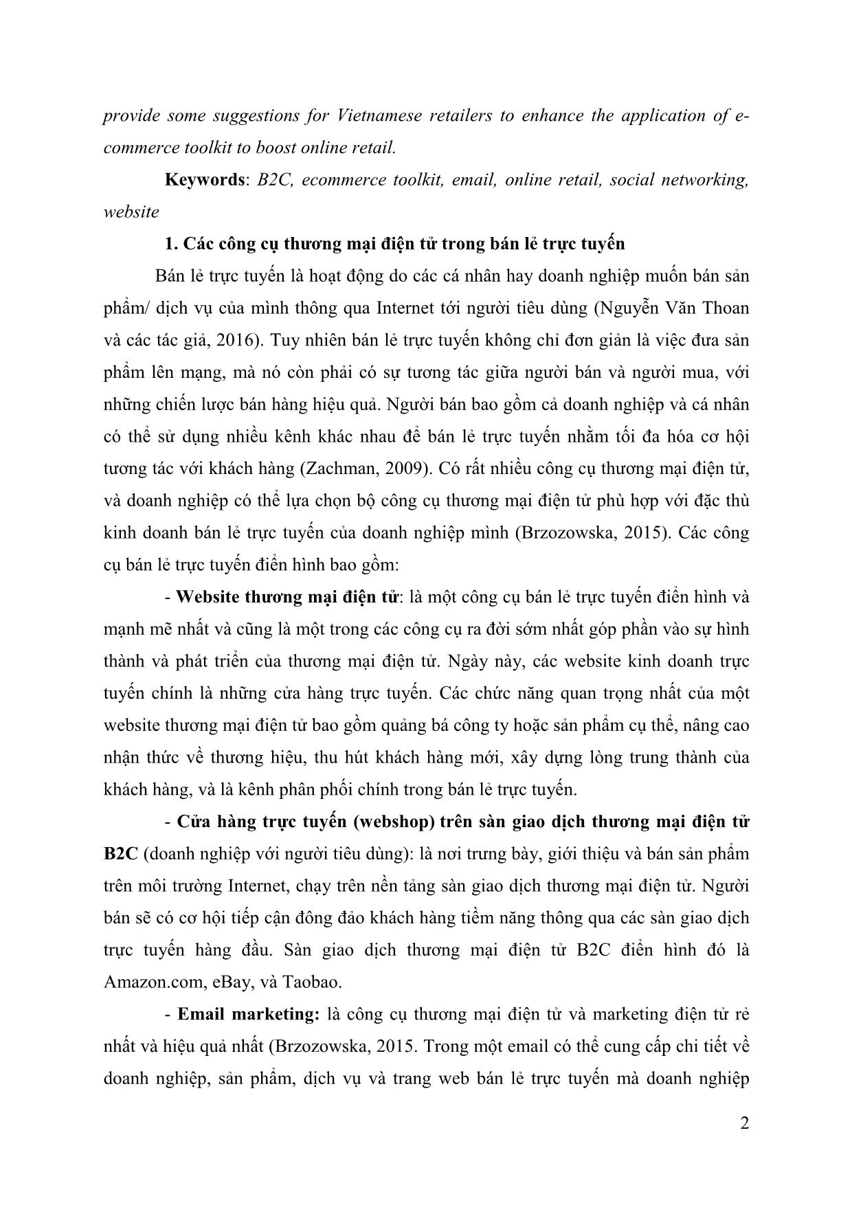 Một số giải pháp ứng dụng các công cụ thương mại điện tử nhằm đẩy mạnh bán lẻ trực tuyến tại Việt Nam trang 2