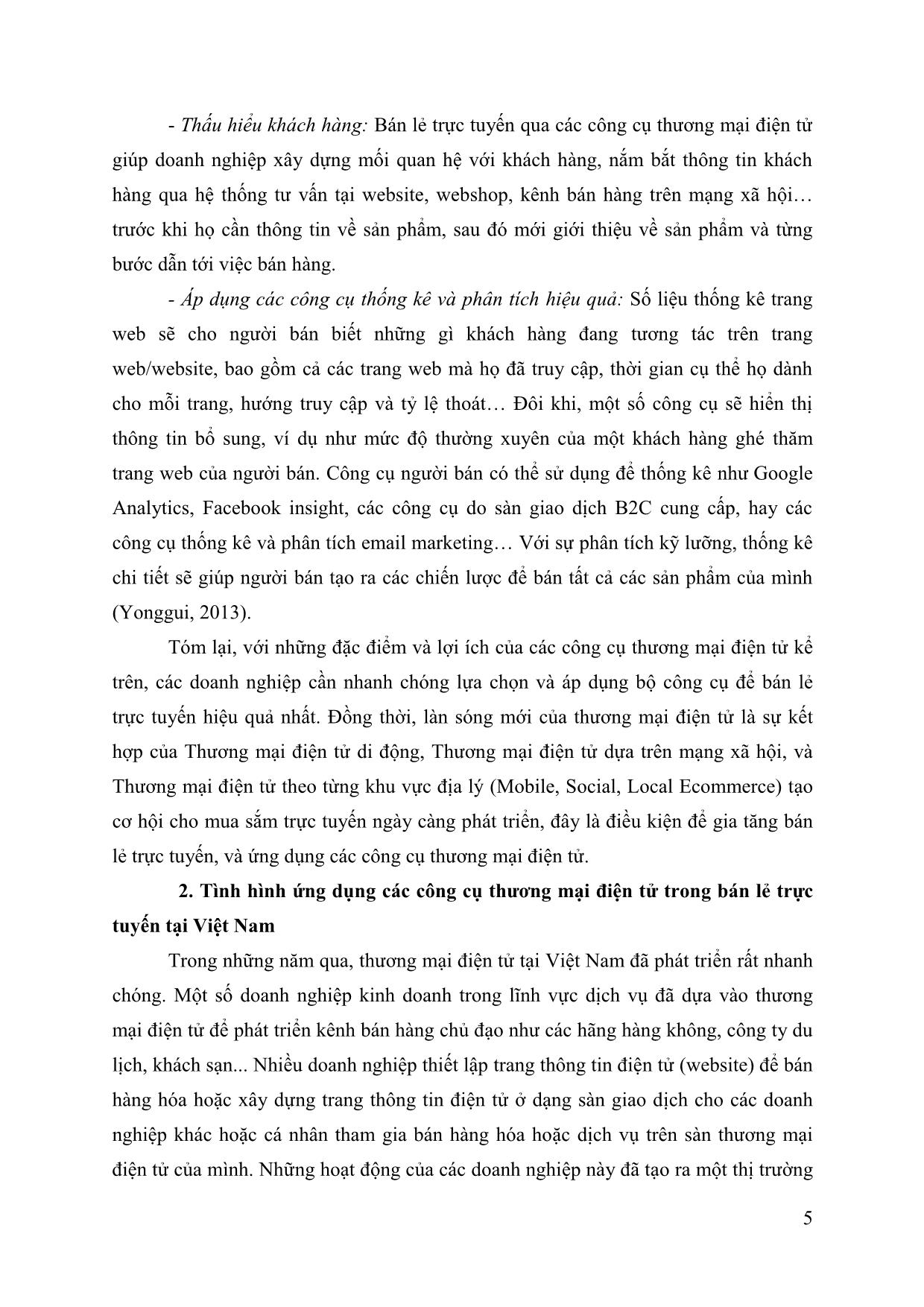 Một số giải pháp ứng dụng các công cụ thương mại điện tử nhằm đẩy mạnh bán lẻ trực tuyến tại Việt Nam trang 5