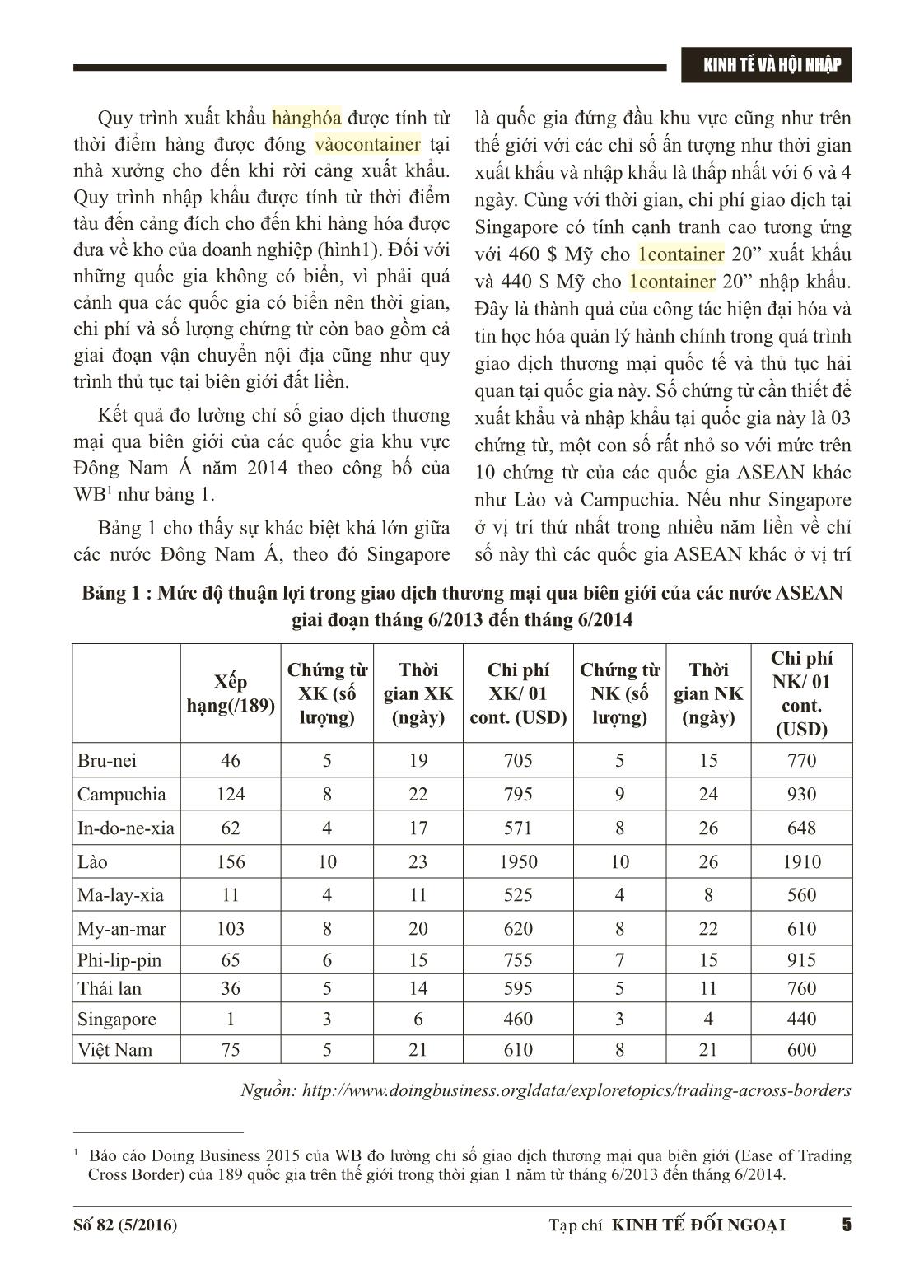Một số tiêu chí đánh giá hoạt động giao dịch thương mại quốc tế và thủ tục hải quan trên thế giới và thực tiễn tại Việt Nam trang 3