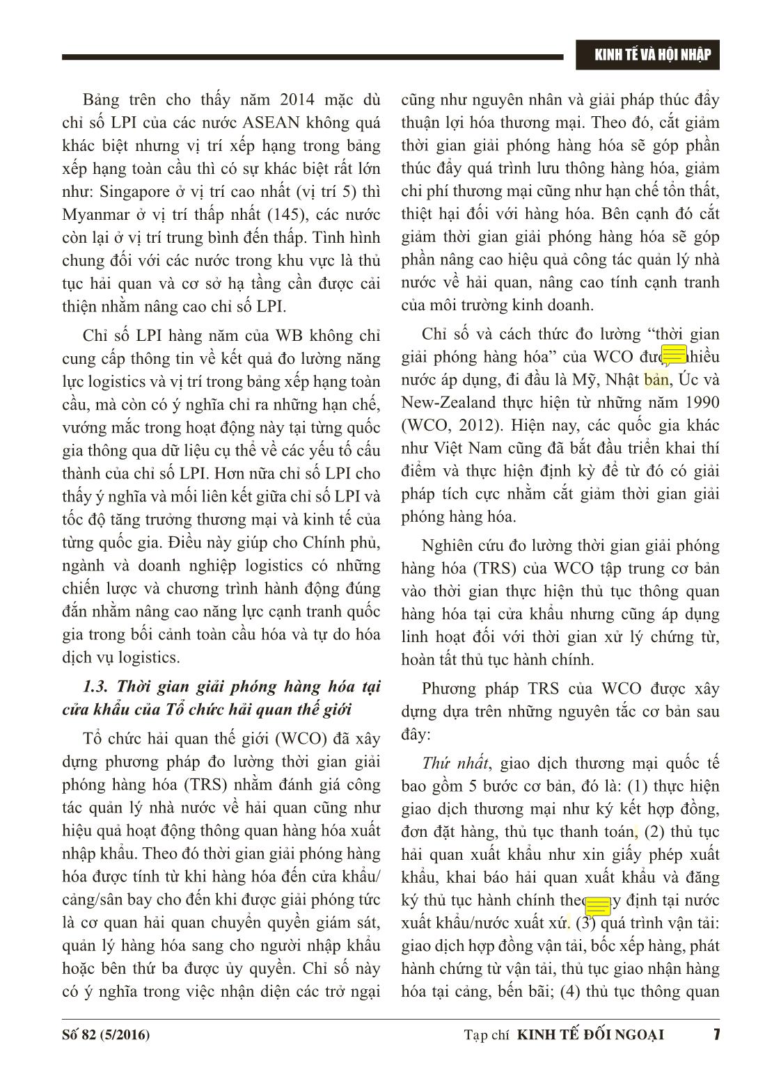 Một số tiêu chí đánh giá hoạt động giao dịch thương mại quốc tế và thủ tục hải quan trên thế giới và thực tiễn tại Việt Nam trang 5