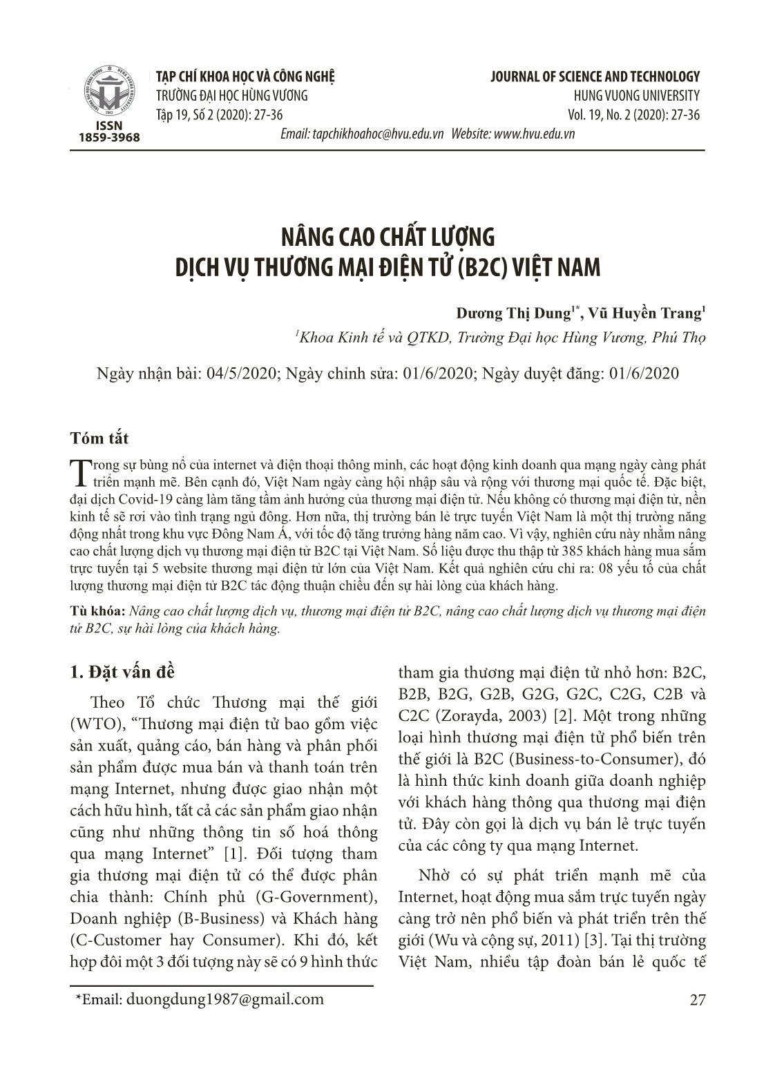 Nâng cao chất lượng dịch vụ thương mại điện tử (B2C) Việt Nam trang 1