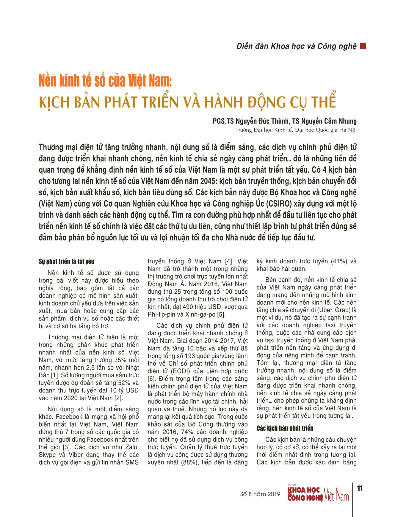 Nền kinh tế số của Việt Nam: Kịch bản phát triển và hành động cụ thể trang 1