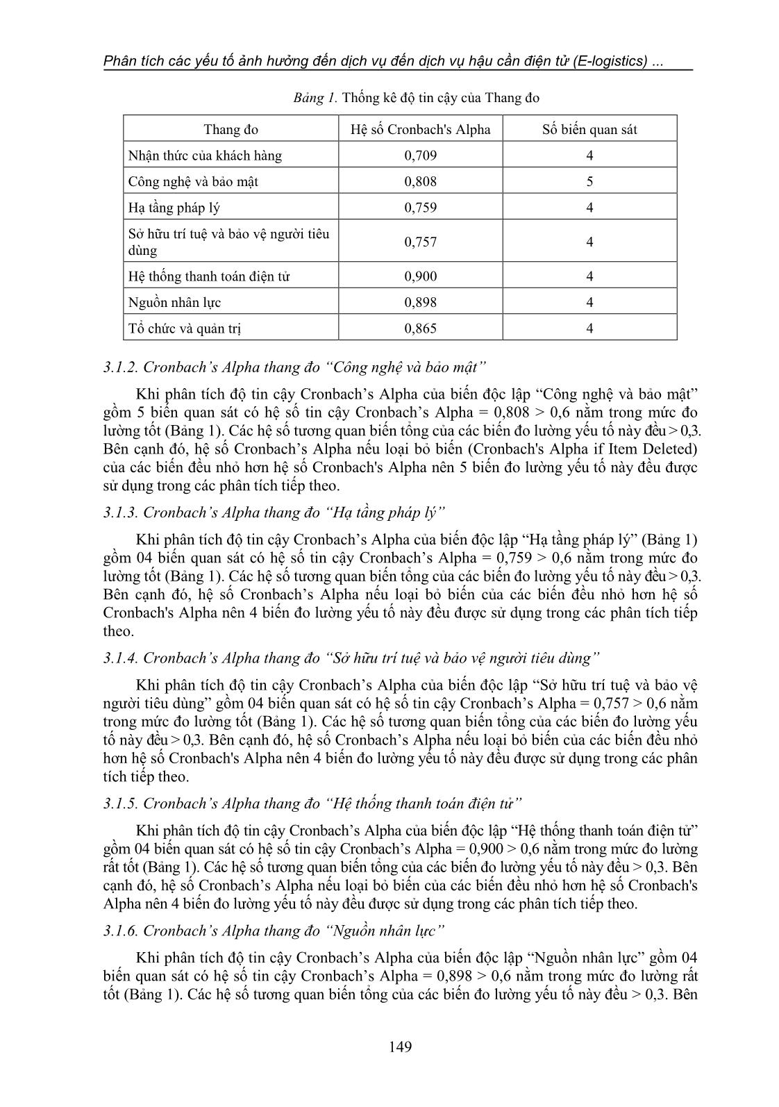 Phân tích các yếu tố ảnh hưởng đến dịch vụ hậu cần điện tử (E-Logistics) tại thành phố Hồ Chí Minh trang 3