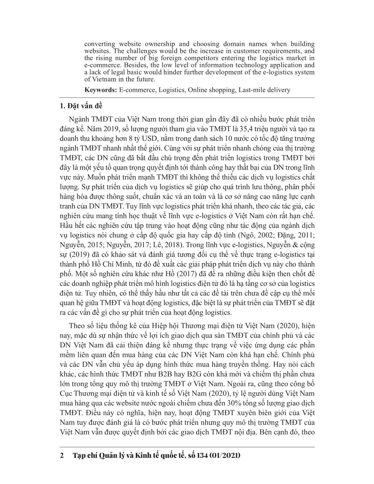 Phát triển thương mại điện tử: Cơ hội và thách thức cho ngành dịch vụ Logistics Việt Nam trang 2