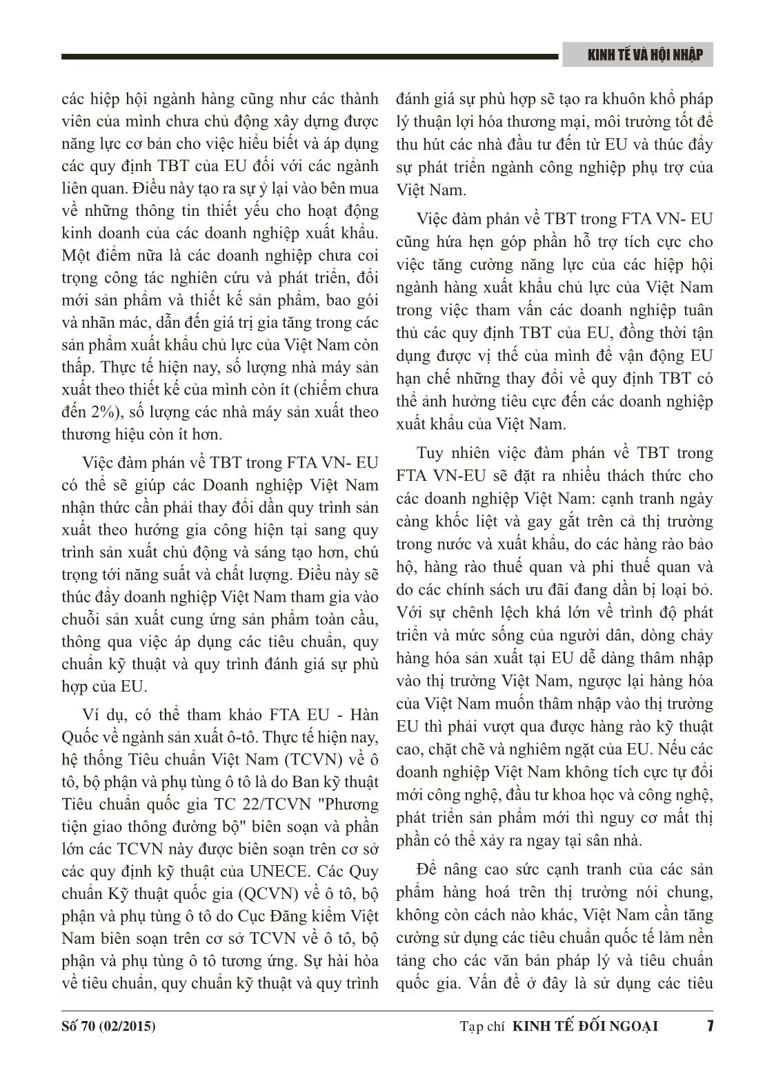 Tác động của các quy định về rào cản kỹ thuật trong hiệp định thương mại tự do giữa Việt Nam và EU đối với Việt Nam trang 5