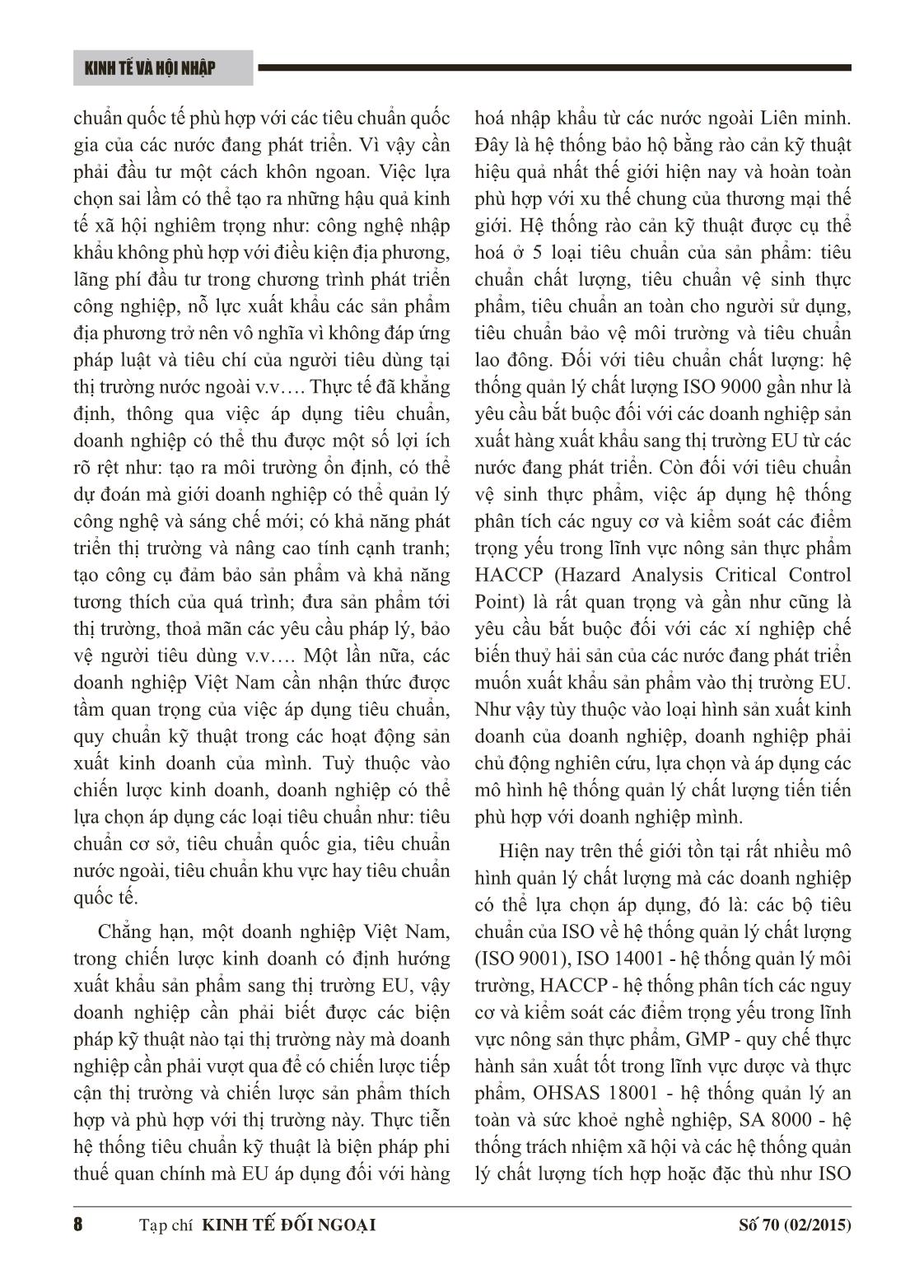 Tác động của các quy định về rào cản kỹ thuật trong hiệp định thương mại tự do giữa Việt Nam và EU đối với Việt Nam trang 6