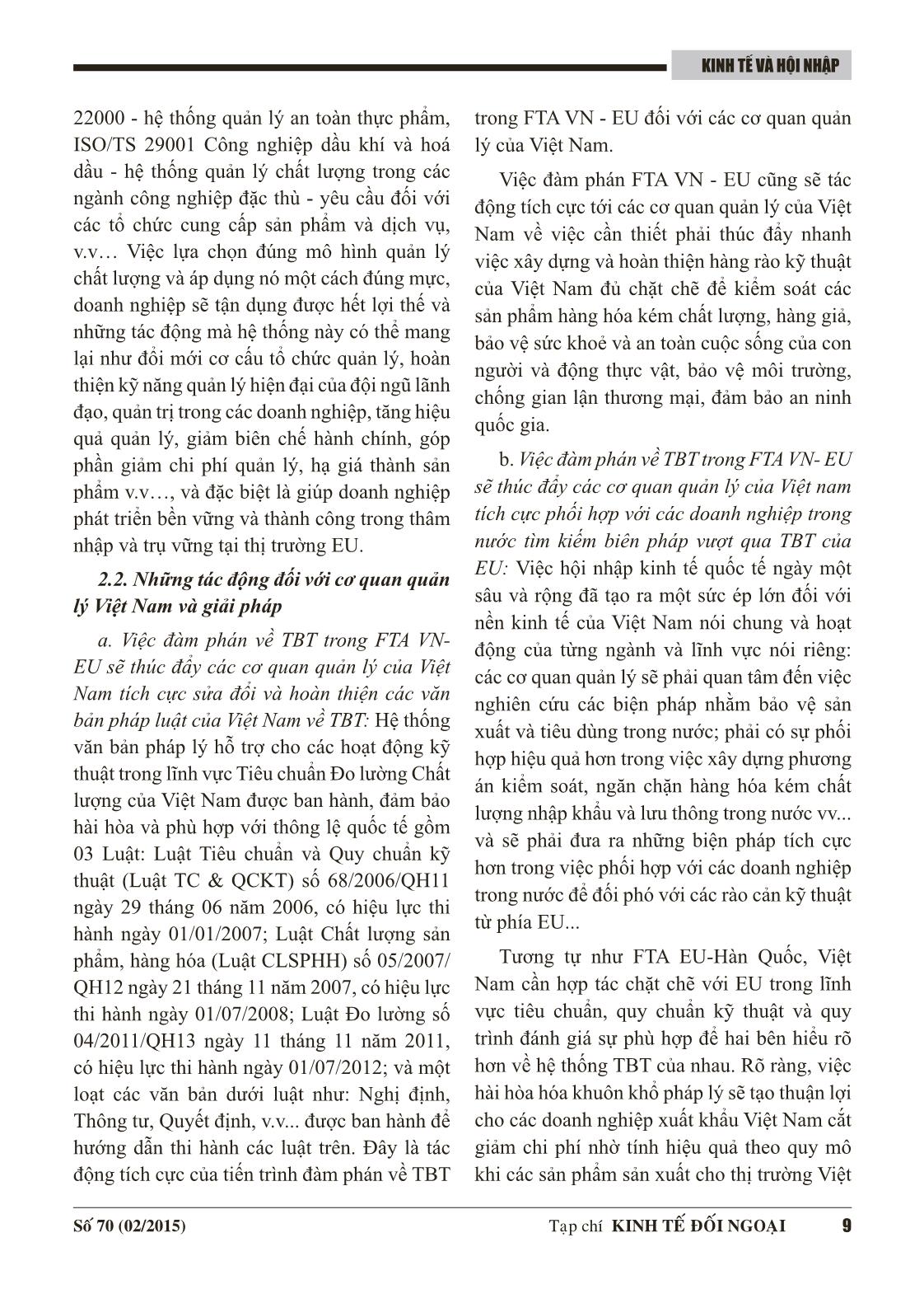 Tác động của các quy định về rào cản kỹ thuật trong hiệp định thương mại tự do giữa Việt Nam và EU đối với Việt Nam trang 7