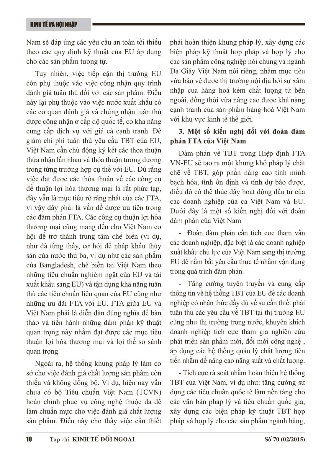 Tác động của các quy định về rào cản kỹ thuật trong hiệp định thương mại tự do giữa Việt Nam và EU đối với Việt Nam trang 8