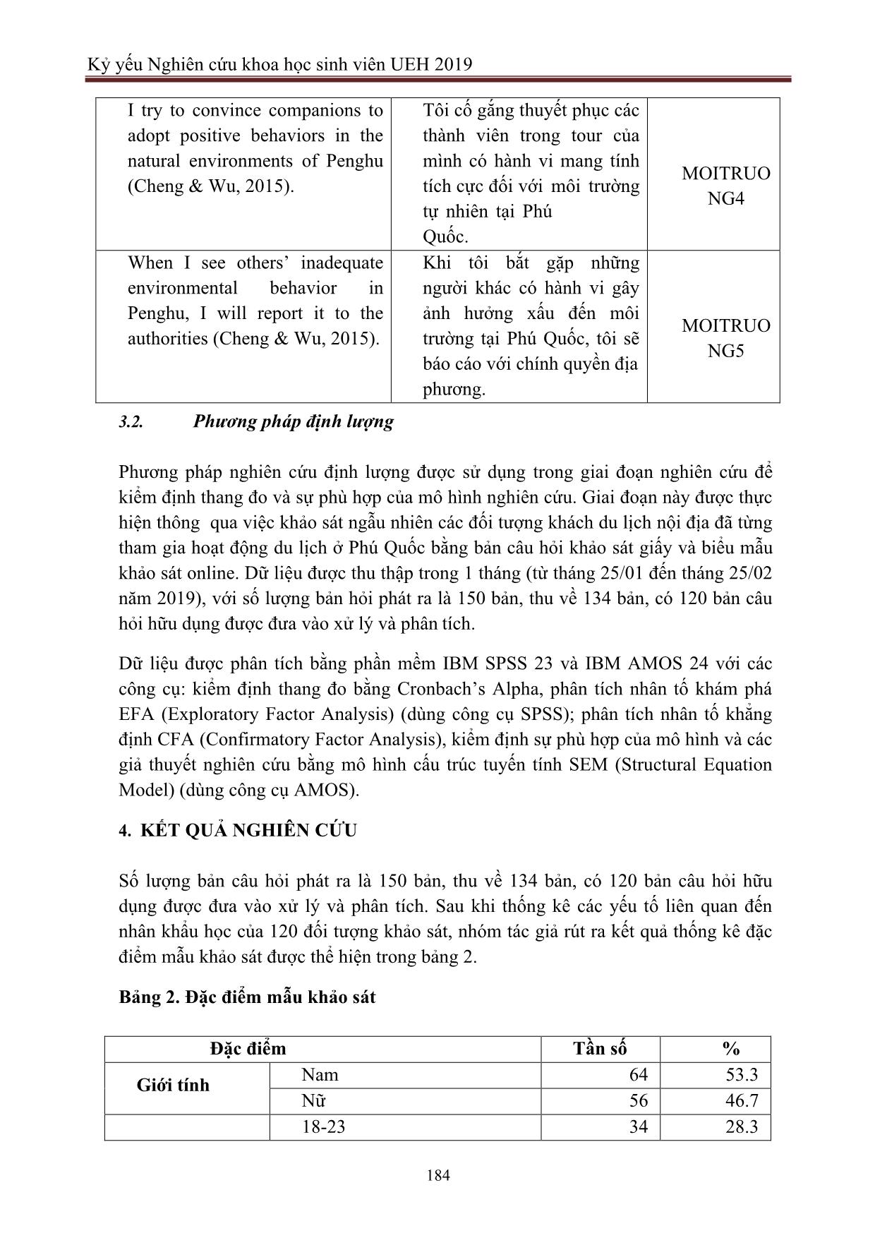 Tài liệu Tác động của sự hiểu biết về môi trường, độ nhạy cảm về môi trường và sự gắn bó điểm đến tới hành vi trách nhiệm đối với môi trường du lịch biển đảo Việt Nam: Trường hợp Phú Quốc trang 8