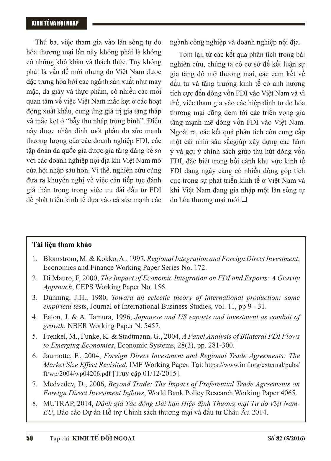 Tác động của tự do hóa thương mại thế hệ mới đến thu hút đầu tư trực tiếp nước ngoài vào Việt Nam trang 10
