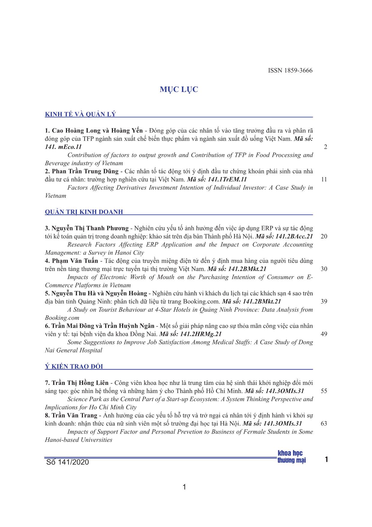 Tác động của truyền miệng điện tử đến ý định mua hàng của người tiêu dùng trên nền tảng thương mại trực tuyến tại thị trường Việt Nam trang 1