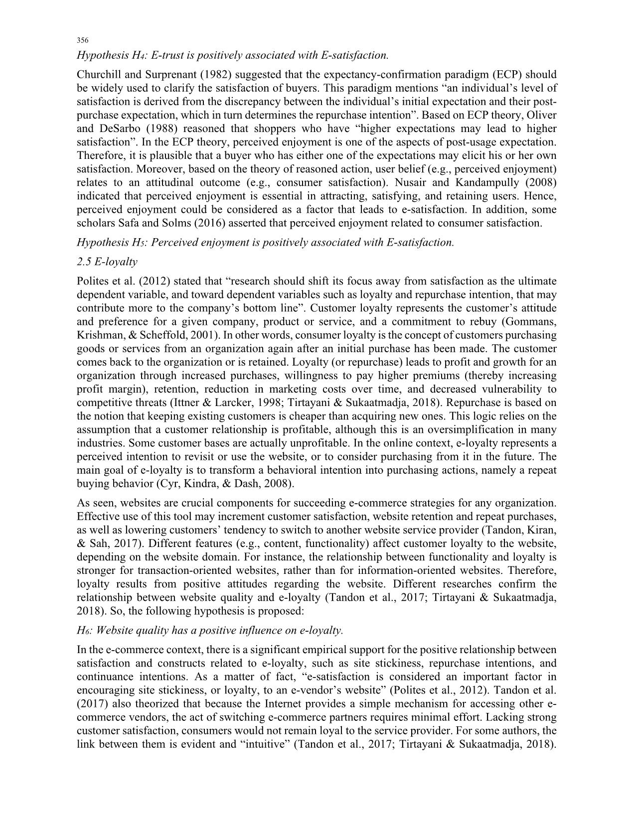 The influence of website quality on consumer’s e-loyalty through the mediating role of e-trust and e-satisfaction: An evidence from online shopping in Viet Nam trang 6