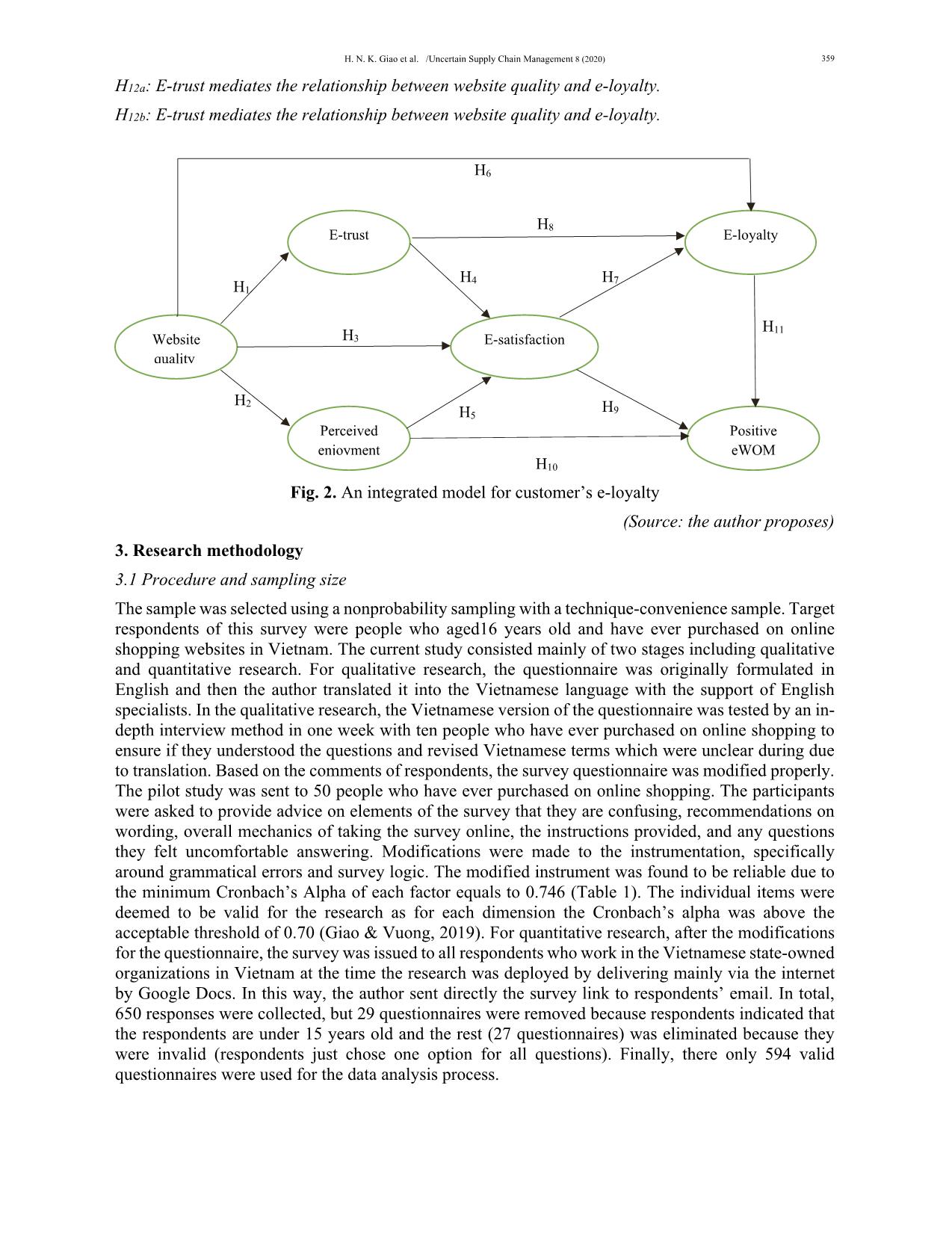 The influence of website quality on consumer’s e-loyalty through the mediating role of e-trust and e-satisfaction: An evidence from online shopping in Viet Nam trang 9