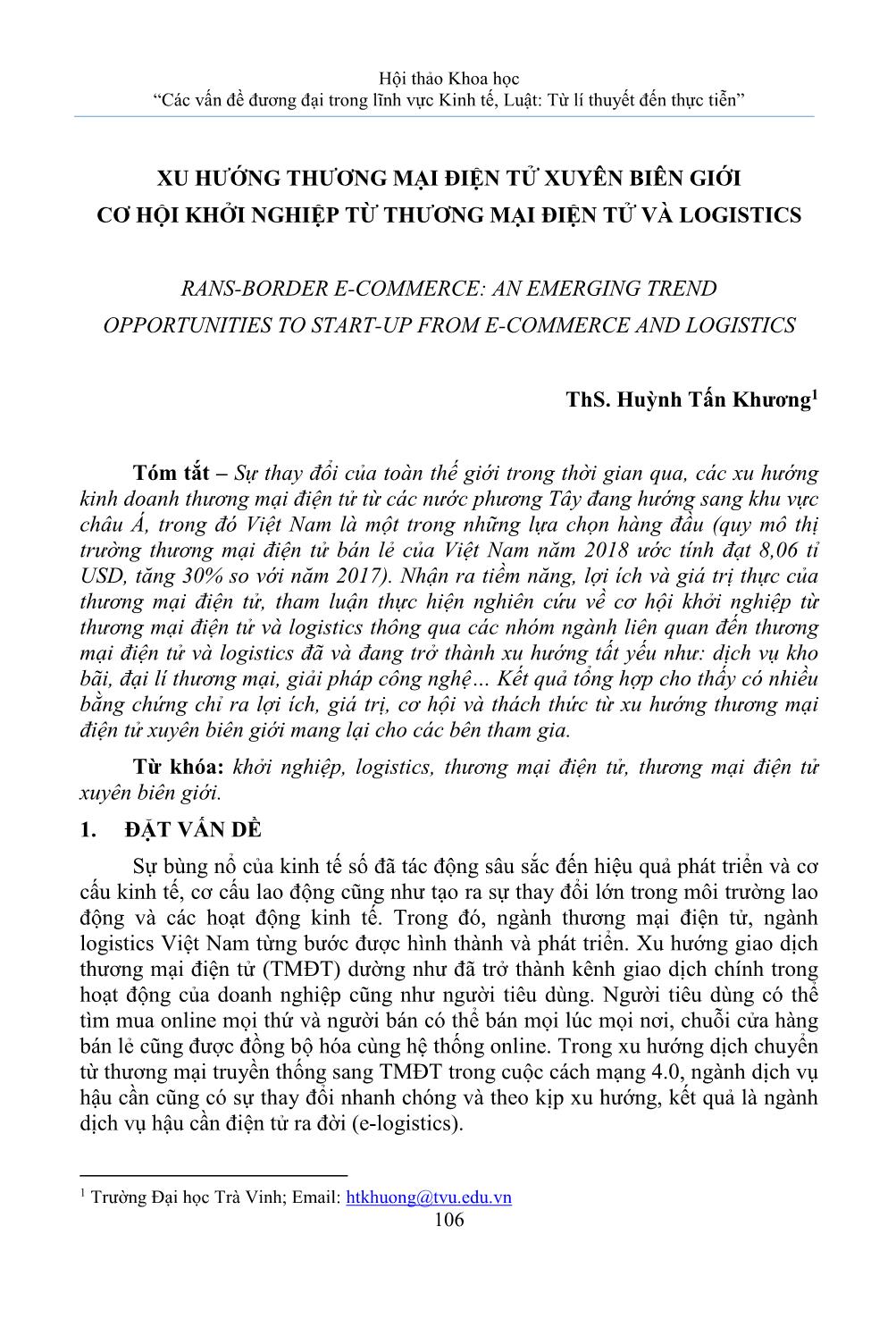 Xu hướng thương mại điện tử xuyên biên giới cơ hội khởi nghiệp từ thương mại điện tử và Logistics trang 1