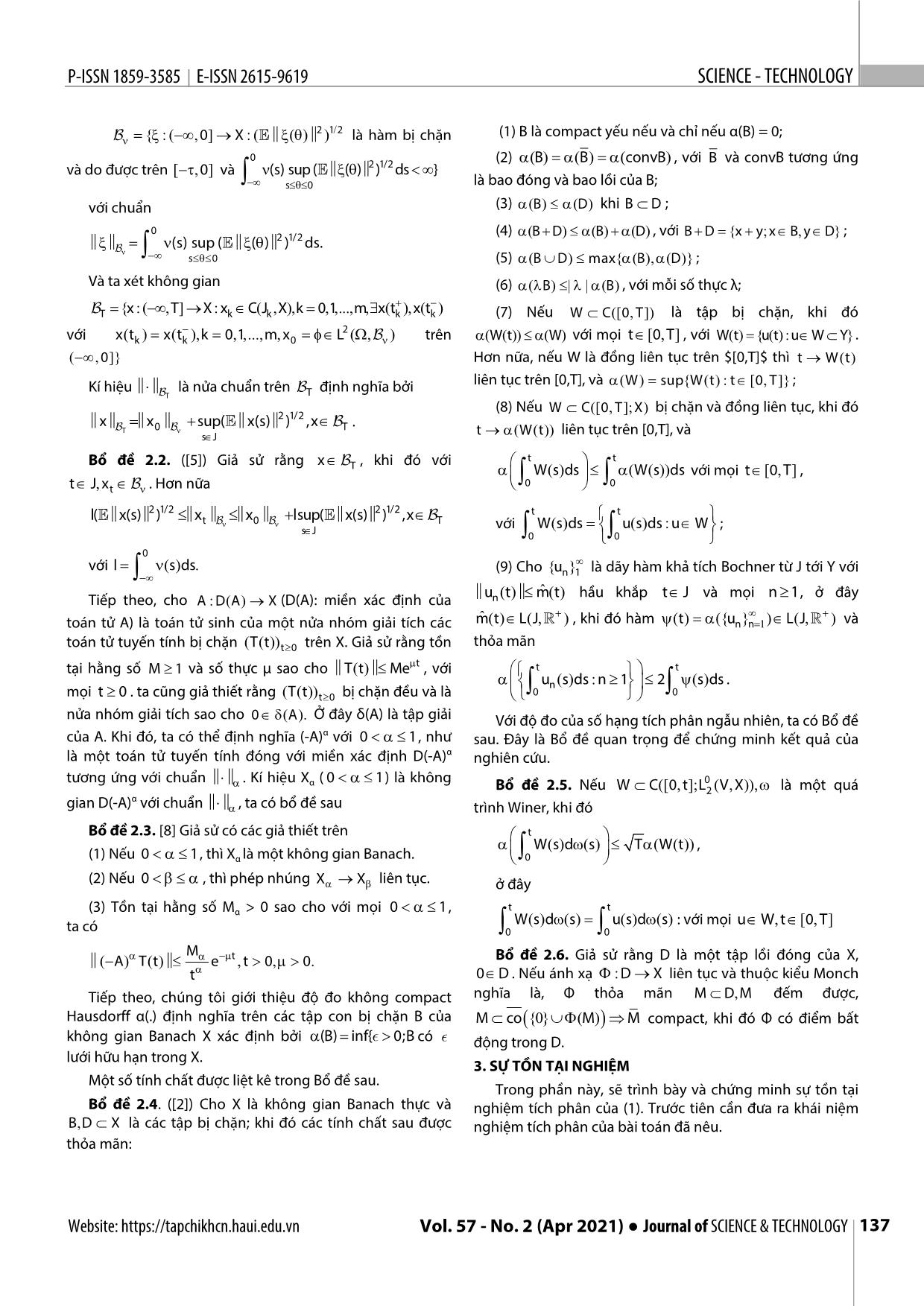 Áp dụng định lí điểm bất động Monch để nghiên cứu tính giải được của một lớp phương trình vi phân ngẫu nhiên trung tính có hiệu ứng xung trang 3