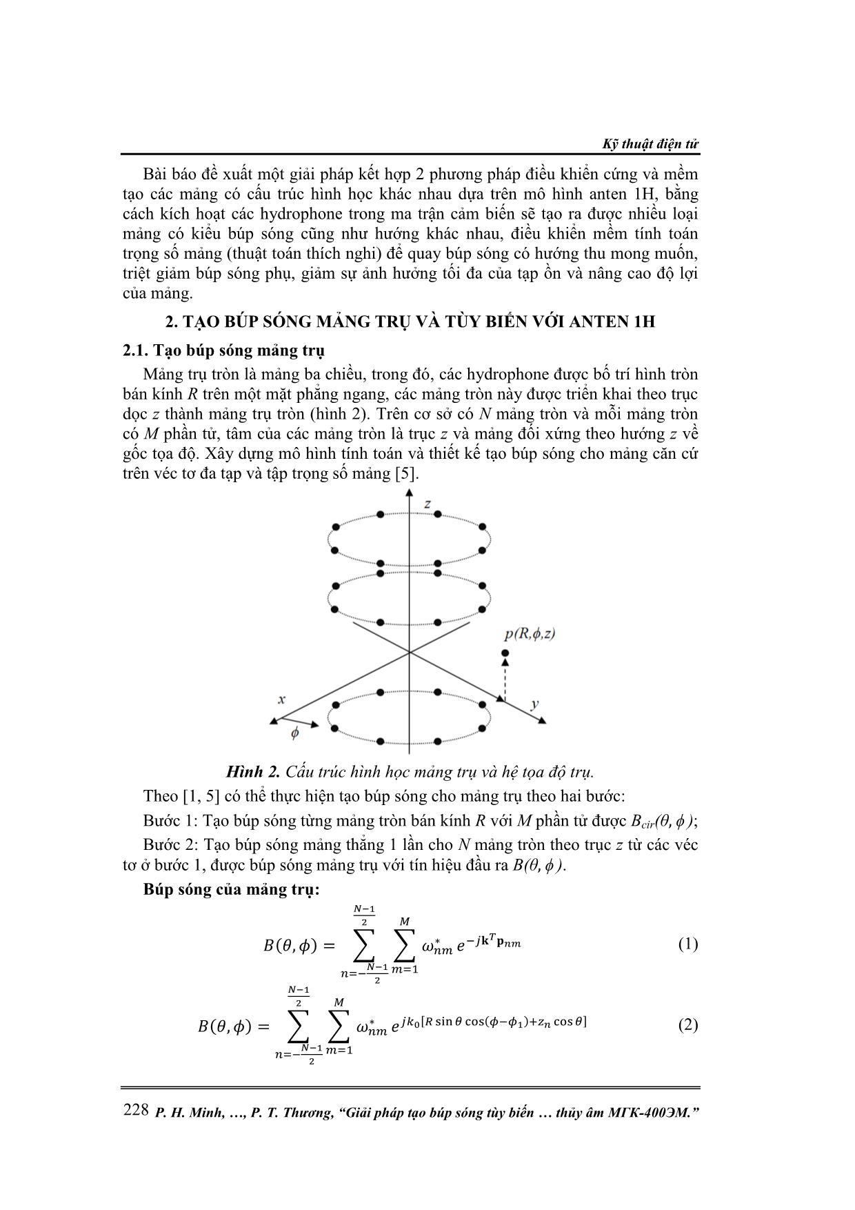 Giải pháp tạo búp sóng tùy biến cho cảm biến mảng trụ tròn ba chiều của anten 1h trong tổ hợp sonar thủy âm МГК-400ЭМ trang 2