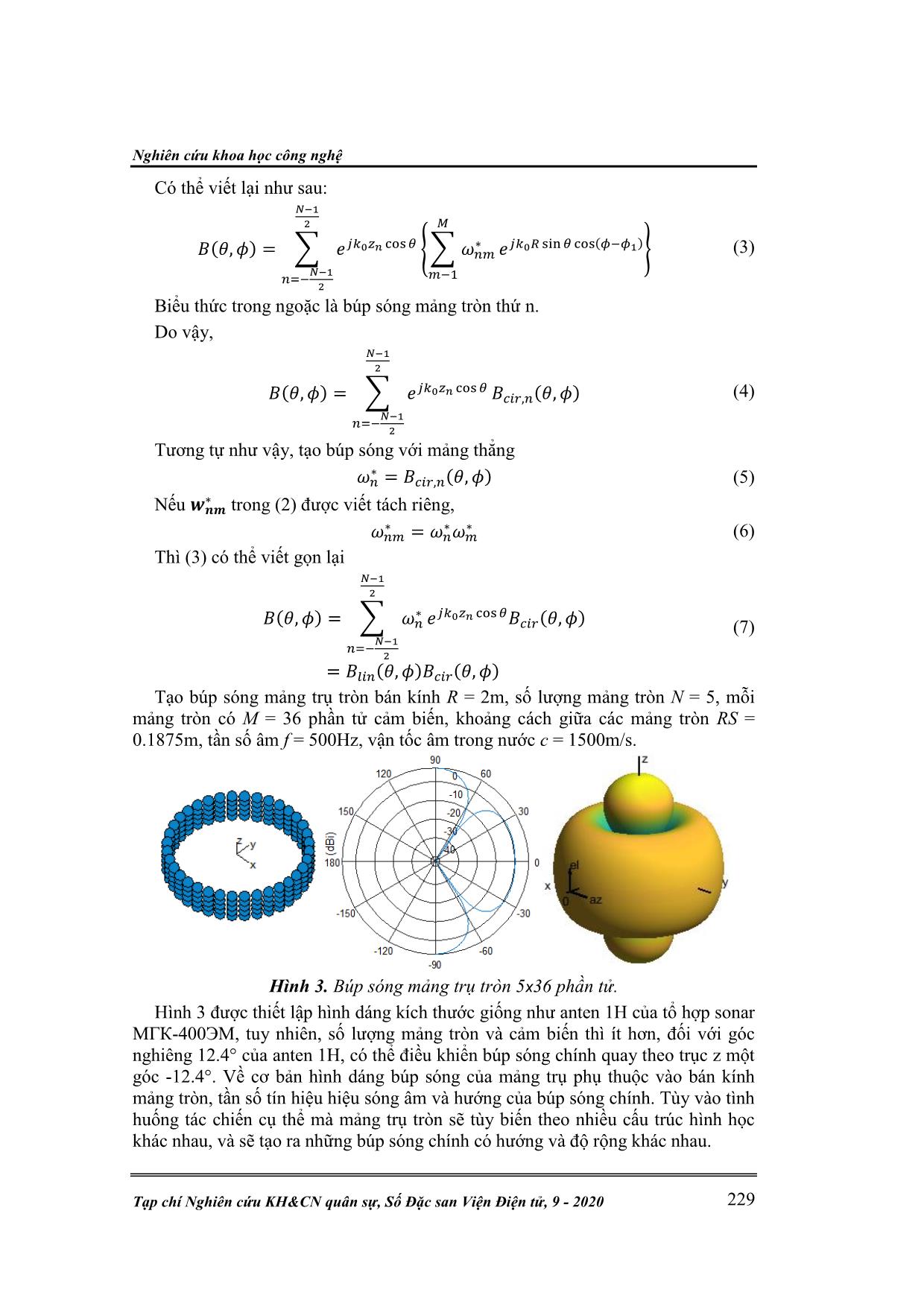 Giải pháp tạo búp sóng tùy biến cho cảm biến mảng trụ tròn ba chiều của anten 1h trong tổ hợp sonar thủy âm МГК-400ЭМ trang 3
