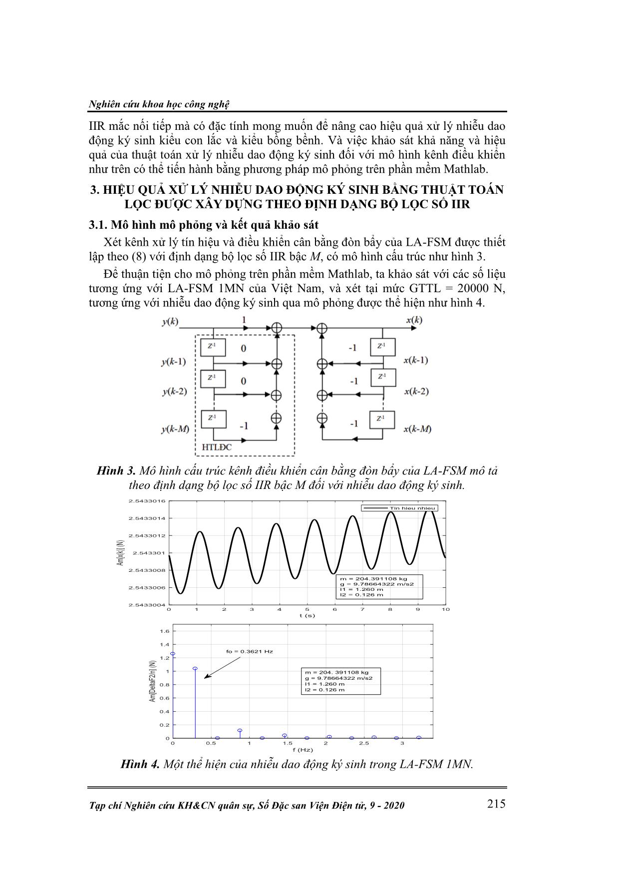 Giải pháp xử lý nhiễu dao động ký sinh cho tín hiệu kênh điều khiển cân bằng đòn bẩy của máy chuẩn lực kiểu khuếch đại đòn bẩy (LA-FSM) bằng thuật toán lọc IIR trang 4