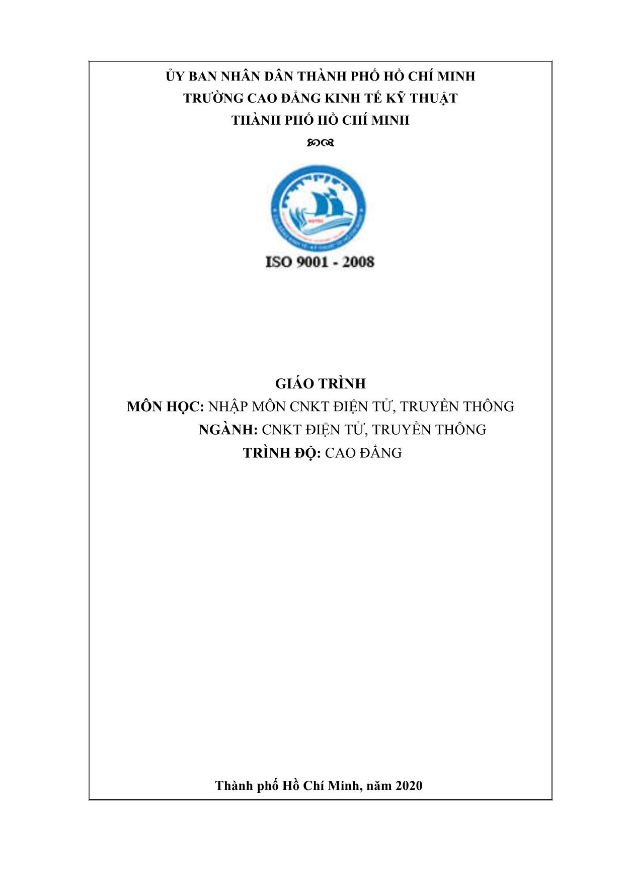 Giáo trình Công nghệ kỹ thuật điện tử truyền thông - Nhập môn công nghệ kỹ thuật điện tử truyền thông trang 1