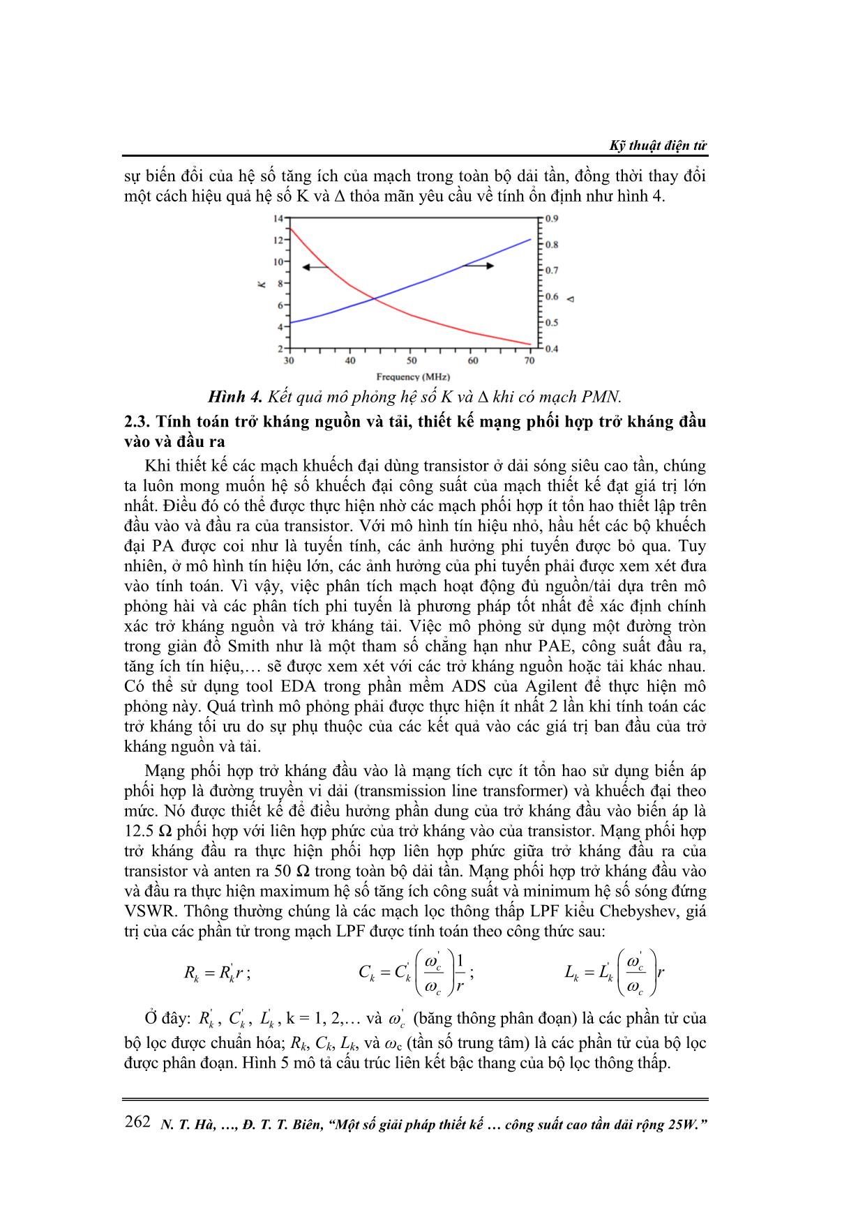 Một số giải pháp thiết kế, mô phỏng đặc tuyến của bộ khuếch đại công suất cao tần dải rộng 25W trang 4