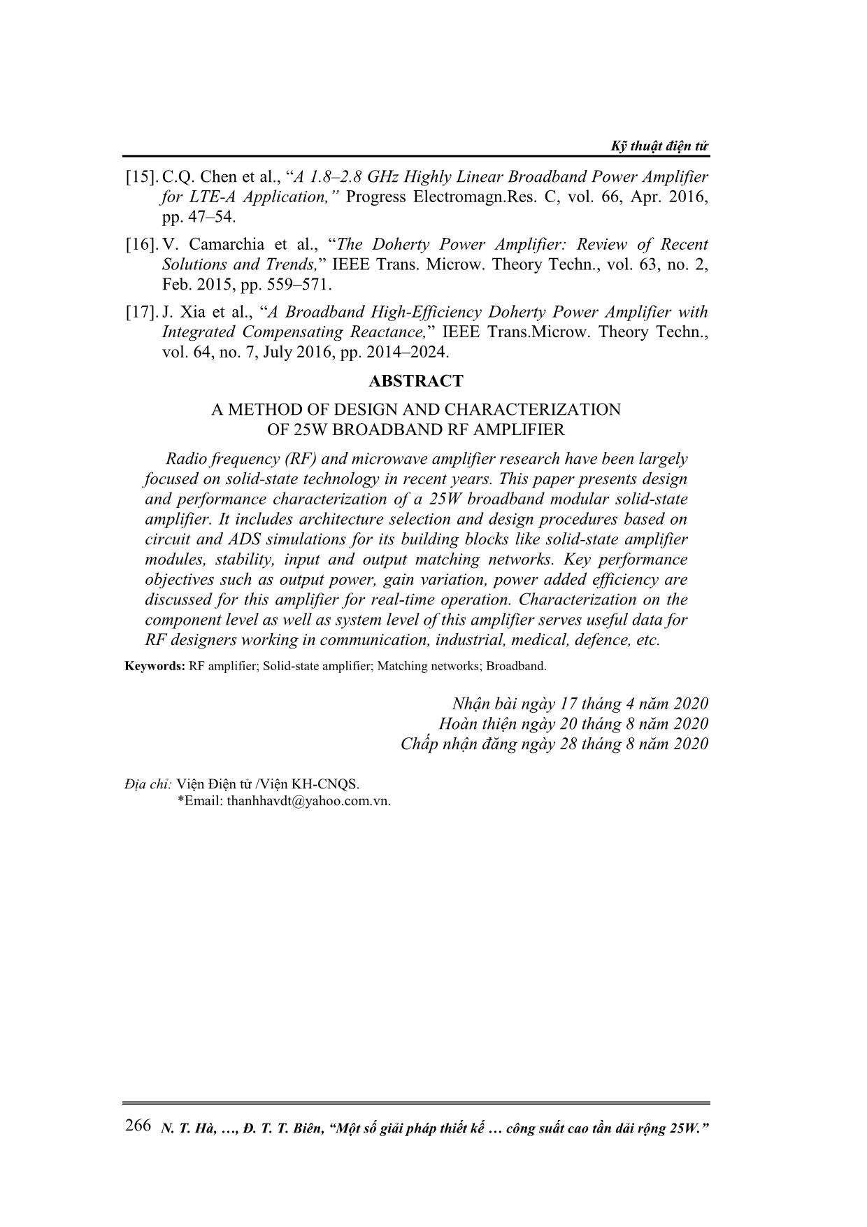Một số giải pháp thiết kế, mô phỏng đặc tuyến của bộ khuếch đại công suất cao tần dải rộng 25W trang 8