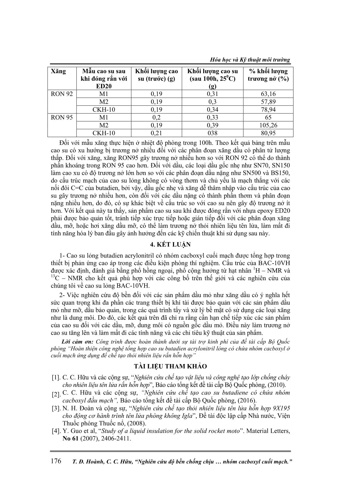 Nghiên cứu độ bền chống chịu dung môi hữu cơ, dầu mỡ của cao su lỏng butadien acrylonitril có chứa nhóm Cacboxyl cuối mạch trang 6