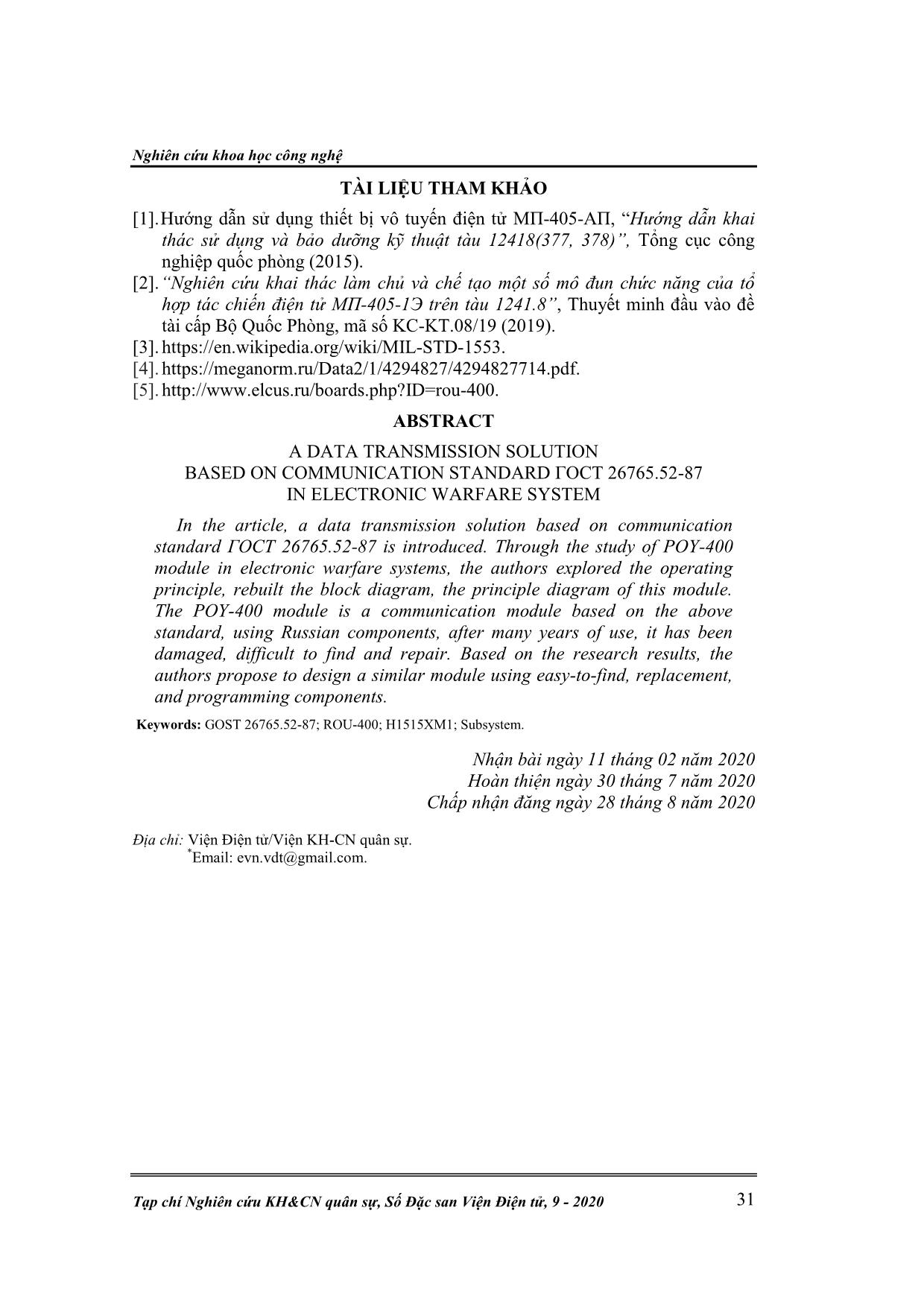 Nghiên cứu giải pháp thu phát dữ liệu theo chuẩn truyền thông гост 26765.52-87 trong các hệ thống tác chiến điện tử do nga chế tạo trang 8