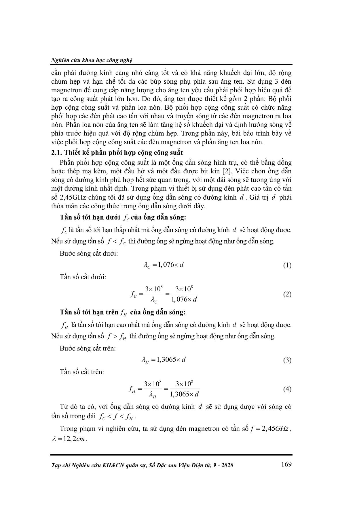 Nghiên cứu, ứng dụng phương pháp thiết kế ăng ten cho thiết bị chế áp điện tử tầm gần trang 2