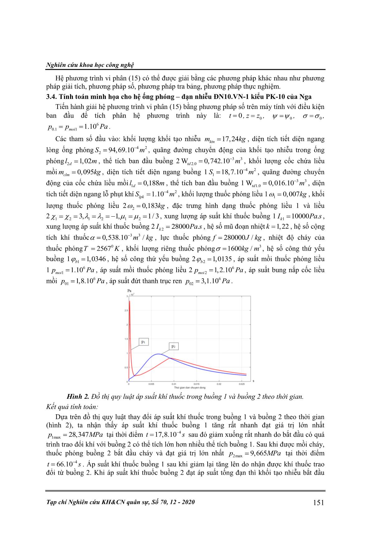 Nghiên cứu, xây dựng mô hình bài toán thuật phóng trong của đạn nhiễu ĐN10.VN-1 trang 6