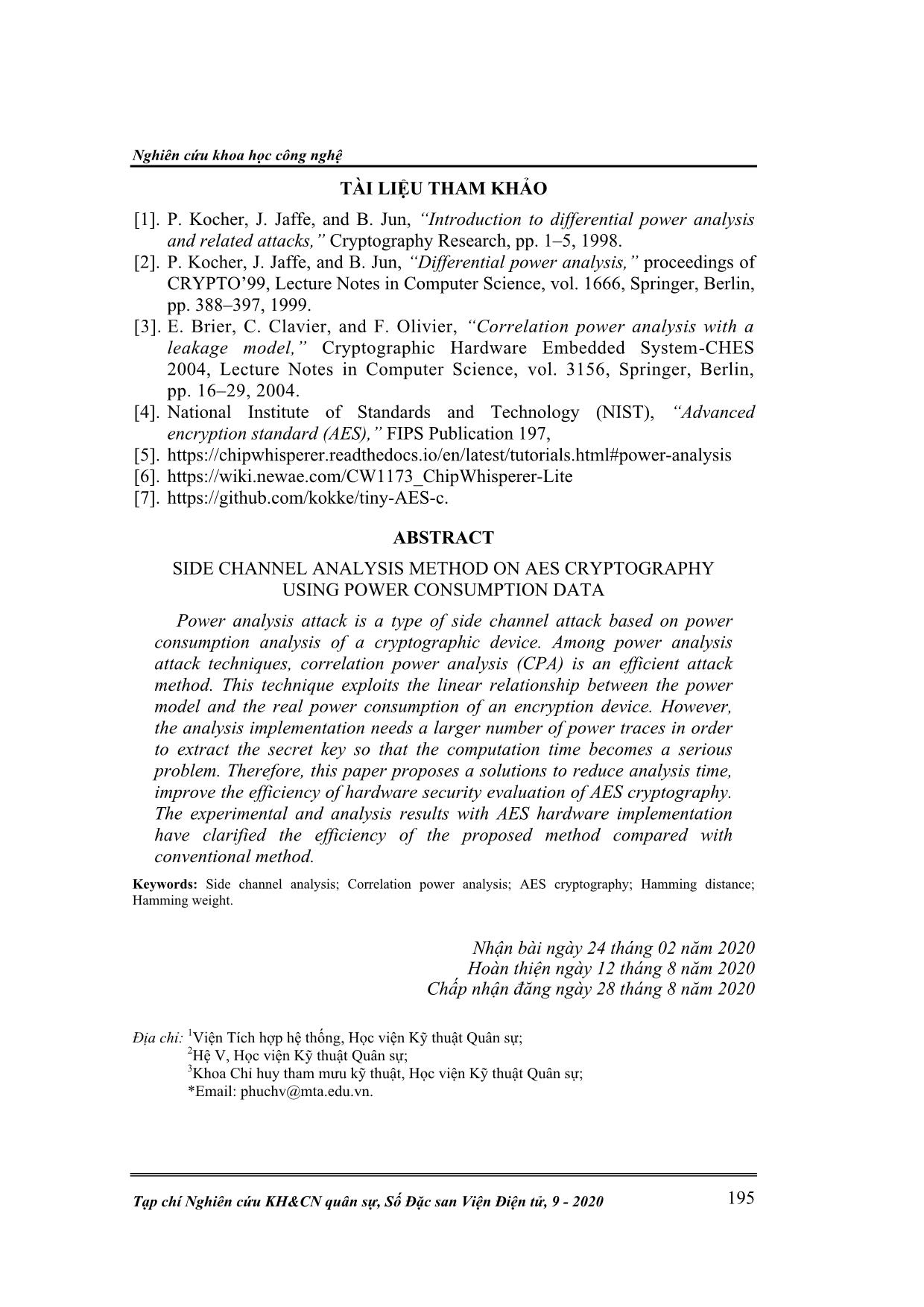 Phương pháp phân tích kênh bên với mã mật aes sử dụng dữ liệu đo công suất tiêu thụ trang 10