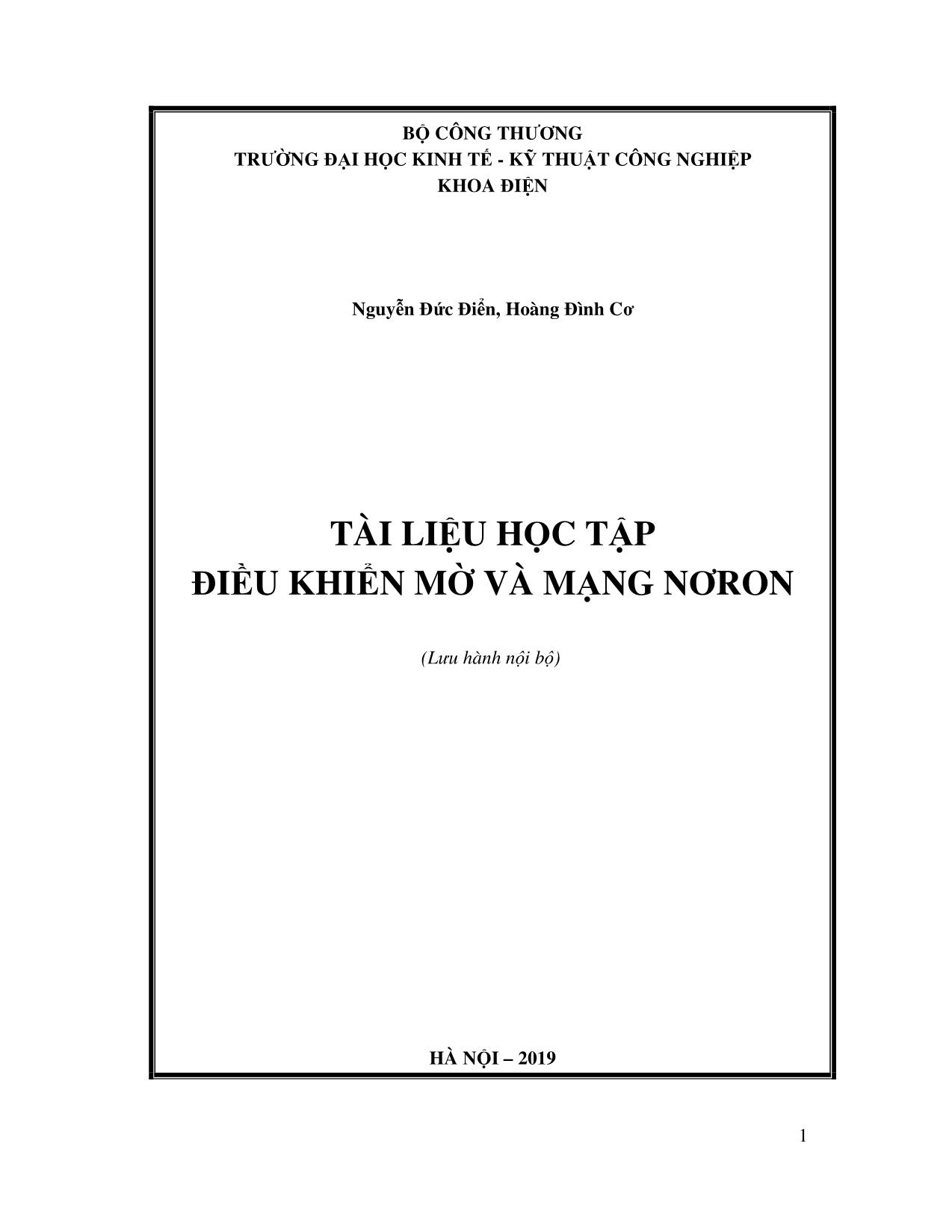 Giáo trình Điều khiển mờ và mạng nơron trang 1