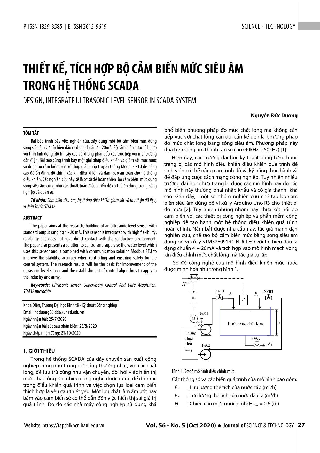 Thiết kế, tích hợp bộ cảm biến mức siêu âm trong hệ thống Scada trang 1