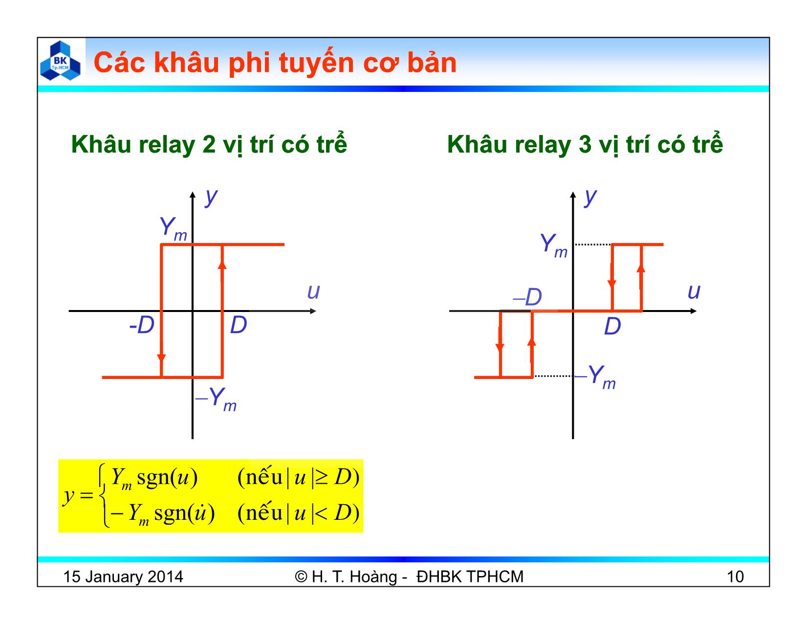 Bài giảng Lý thuyết điều khiển nâng cao - Chương 2: Điều khiển phi tuyến - Huỳnh Thái Hoàng trang 10