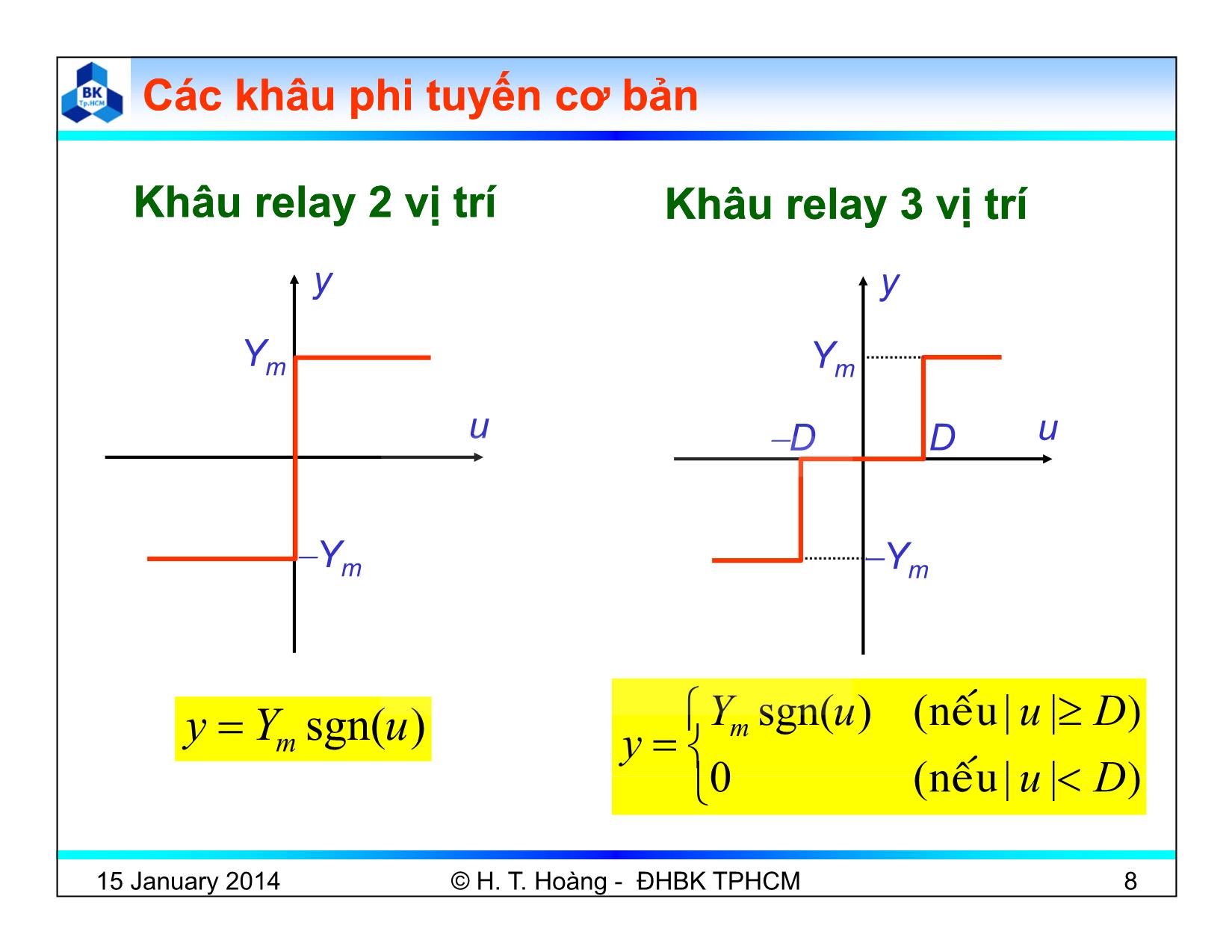 Bài giảng Lý thuyết điều khiển nâng cao - Chương 2: Điều khiển phi tuyến - Huỳnh Thái Hoàng trang 8
