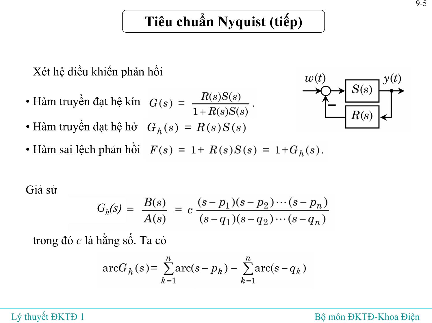 Bài giảng Lý thuyết điều khiển tự động - Bài 9: Tiêu chuẩn ổn định Nyquist - Đỗ Tú Anh trang 6