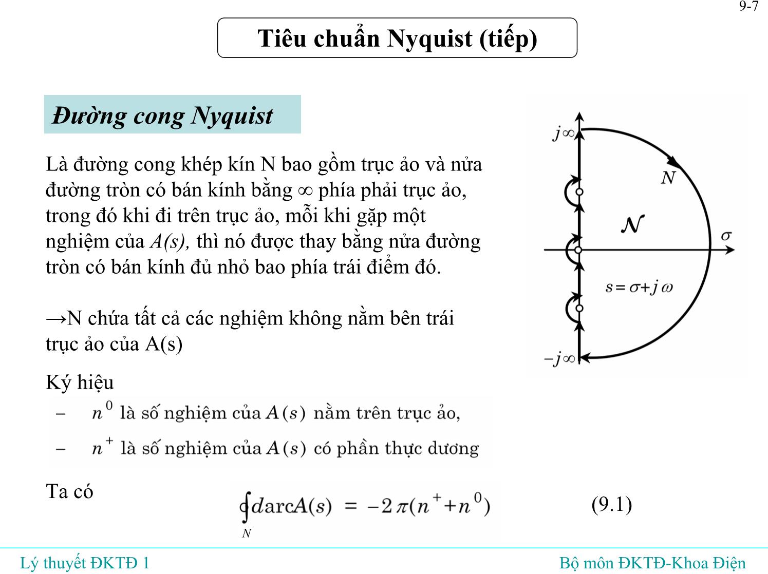 Bài giảng Lý thuyết điều khiển tự động - Bài 9: Tiêu chuẩn ổn định Nyquist - Đỗ Tú Anh trang 8