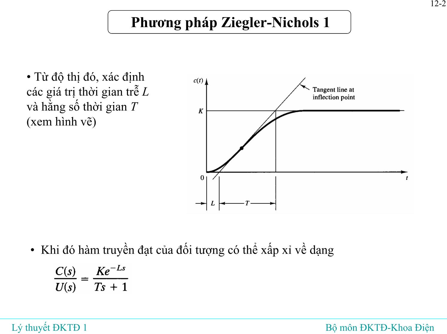Bài giảng Lý thuyết điều khiển tự động - Bài 12: Ziegler-Nichols. Tối ưu độ lớn. Tối ưu đối xứng - Đỗ Tú Anh trang 3