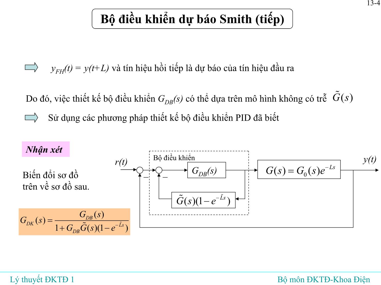Bài giảng Lý thuyết điều khiển tự động - Bài 13: Phương pháp IMC. Bộ điều khiển dự báo Smith - Đỗ Tú Anh trang 5