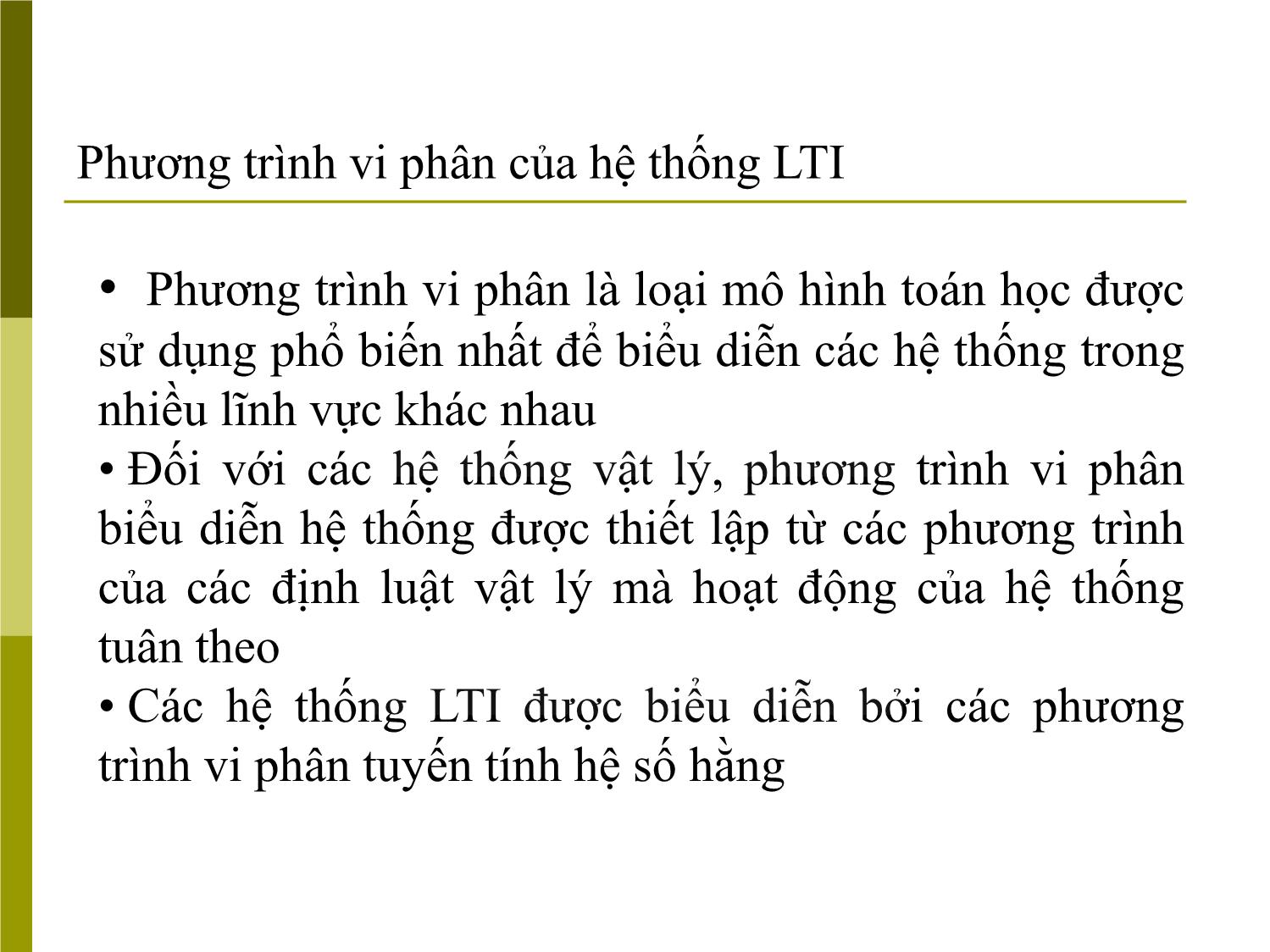 Bài giảng Tín hiệu và hệ thống - Chương 2, Phần 1: Phân tích hệ thống trong miền thời gian - Đinh Thị Mai trang 3