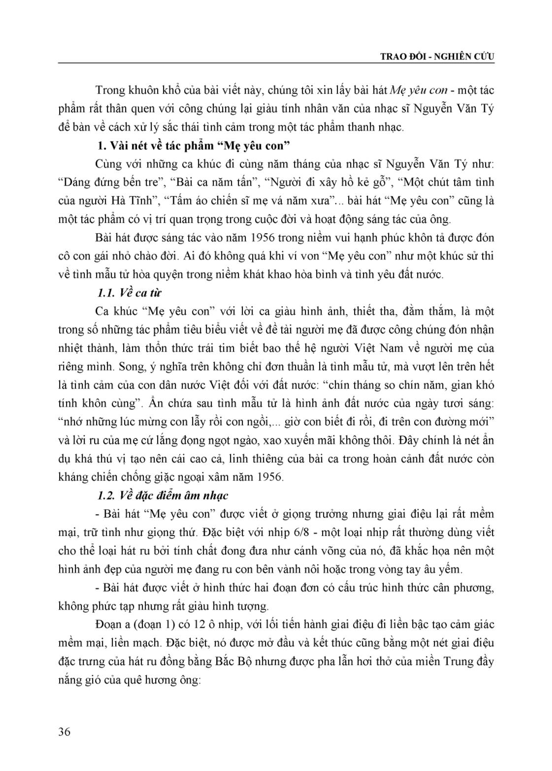 Áp dụng kỹ thuật xử lý sắc thái tình cảm trong ca khúc “Mẹ yêu con” của nhạc sĩ Nguyễn Văn Tý trang 2