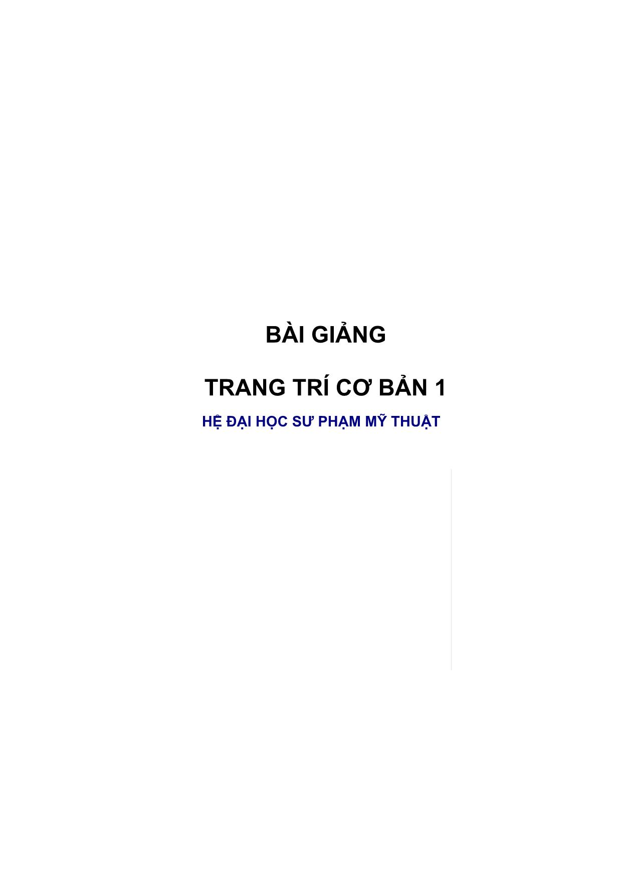 Giáo trình Trang trí cơ bản (Phần 1) trang 1