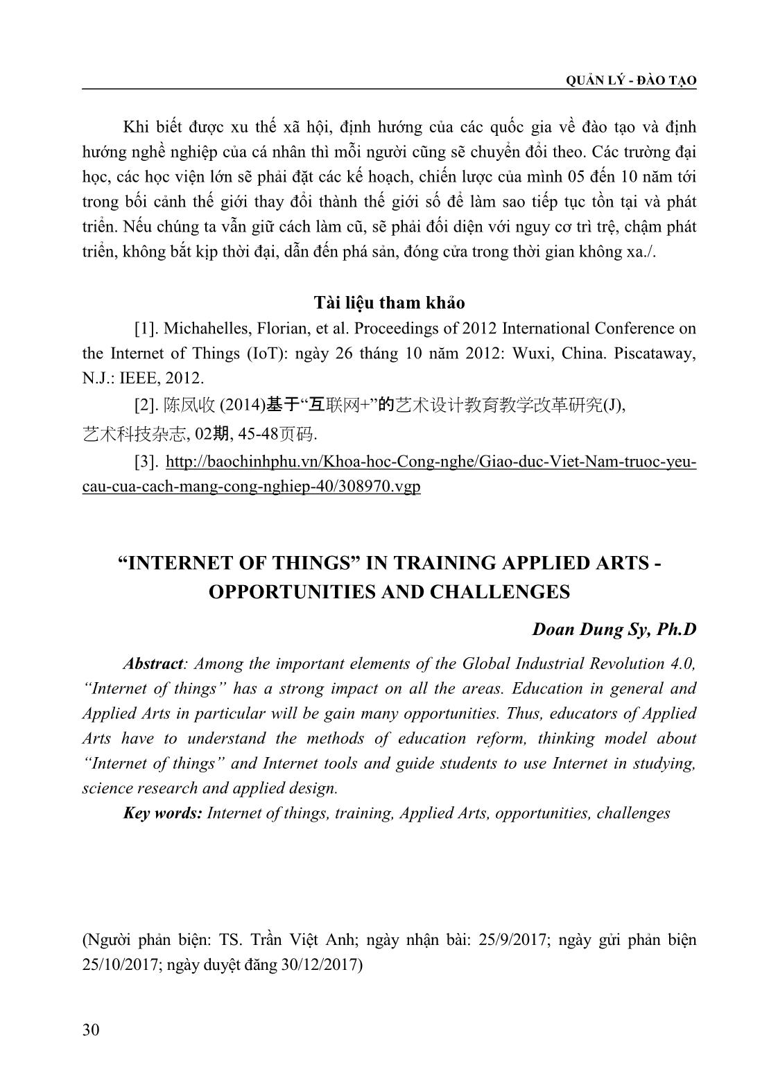 Cơ hội và thách thức của thời đại “Internet kết nối vạn vật” đối với lĩnh vực đào tạo mỹ thuật ứng dụng trang 9